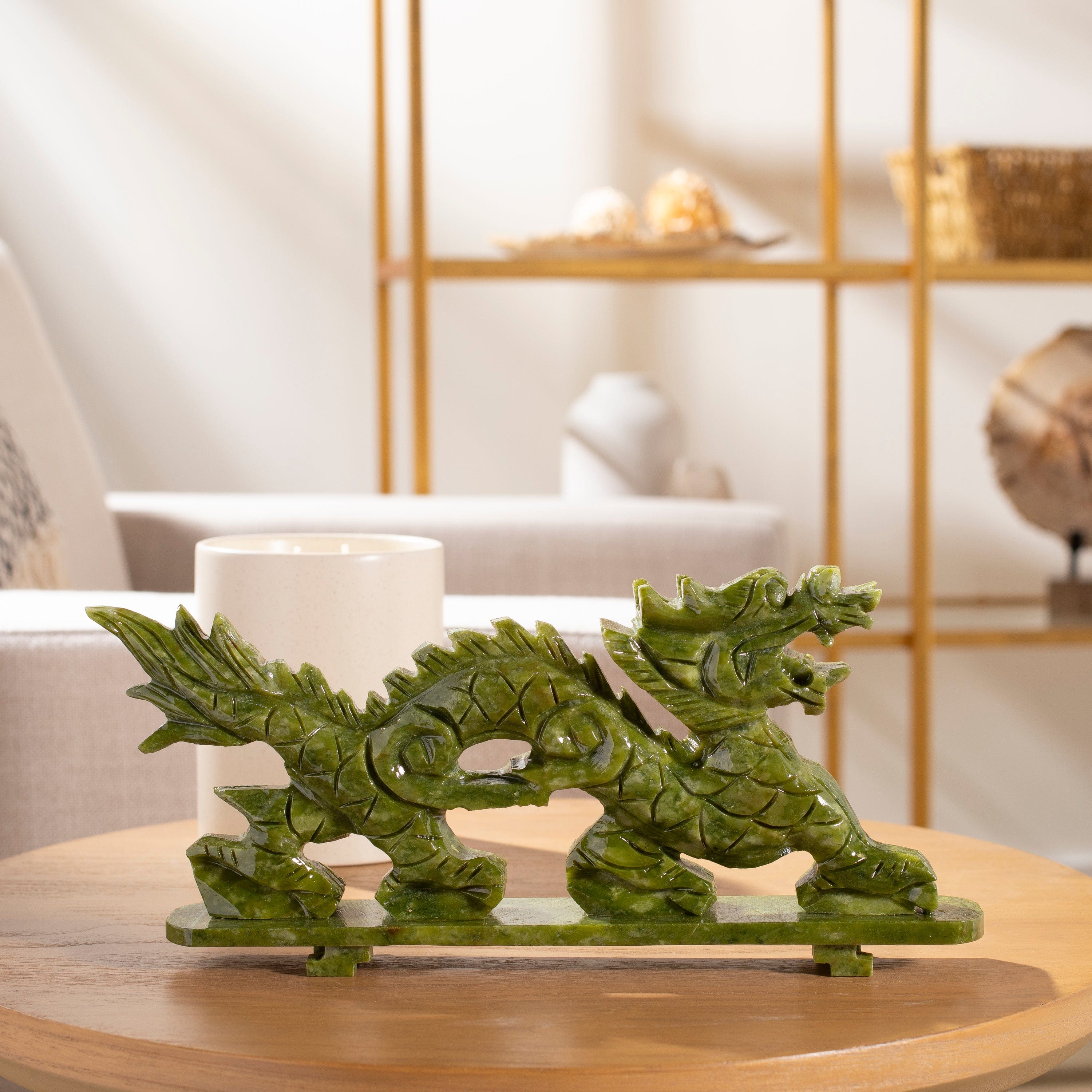 Kalifano Crystal Carving Magnificent Dragon Jade Carving - A Symbol of Power and Nobility CV150-D-JADE