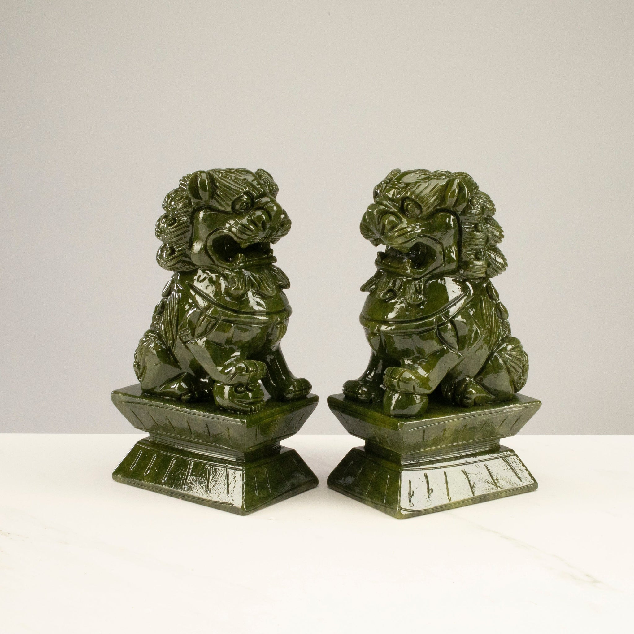 jade plant dog Protective Foo Dog Jade Carving Pair