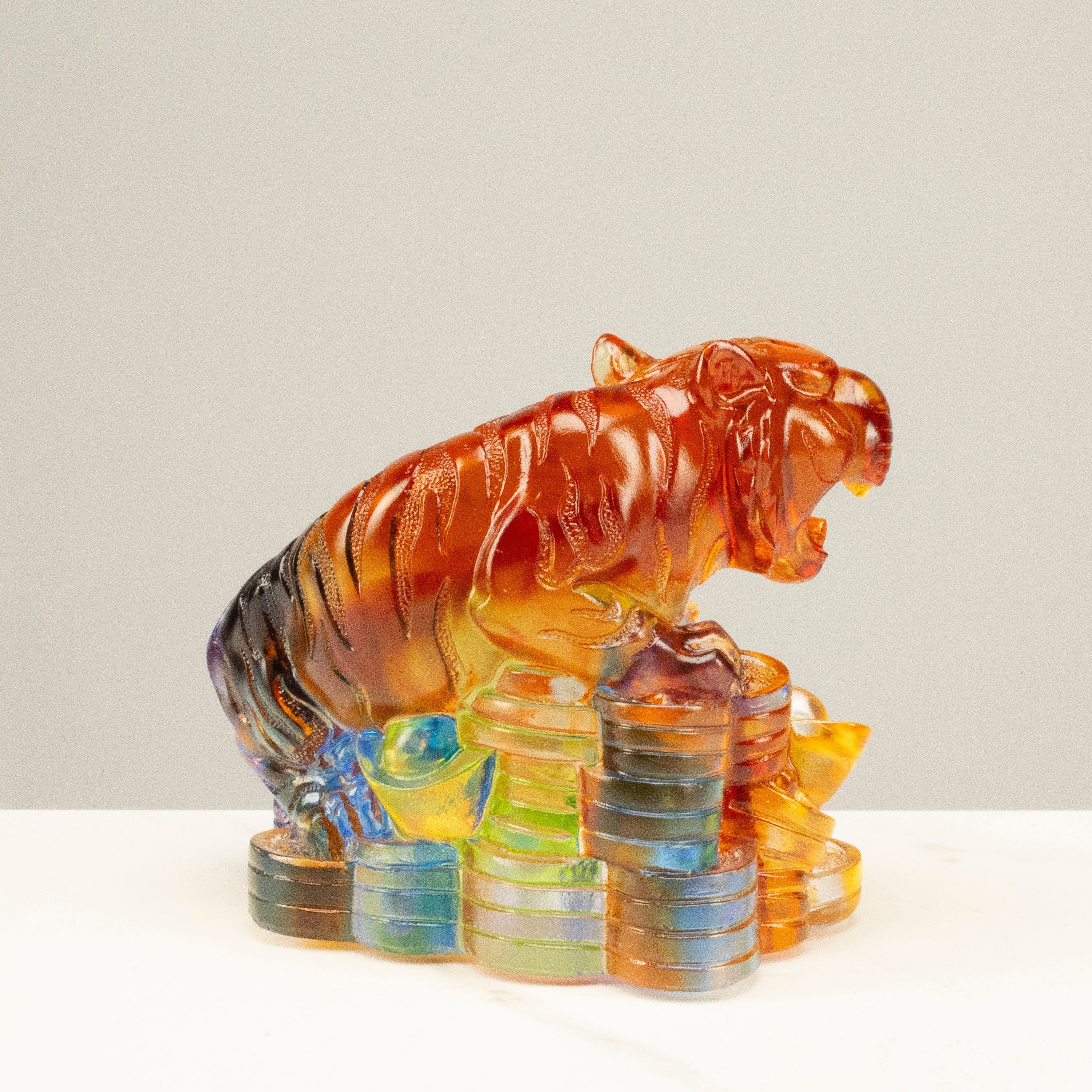 Kalifano Crystal Carving Roaring Tiger Crystal Carving - A Symbol of Courage and Strength CRZ210-TIG