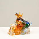 Strong Ox Crystal Carving - A Symbol of Determination and Persistence