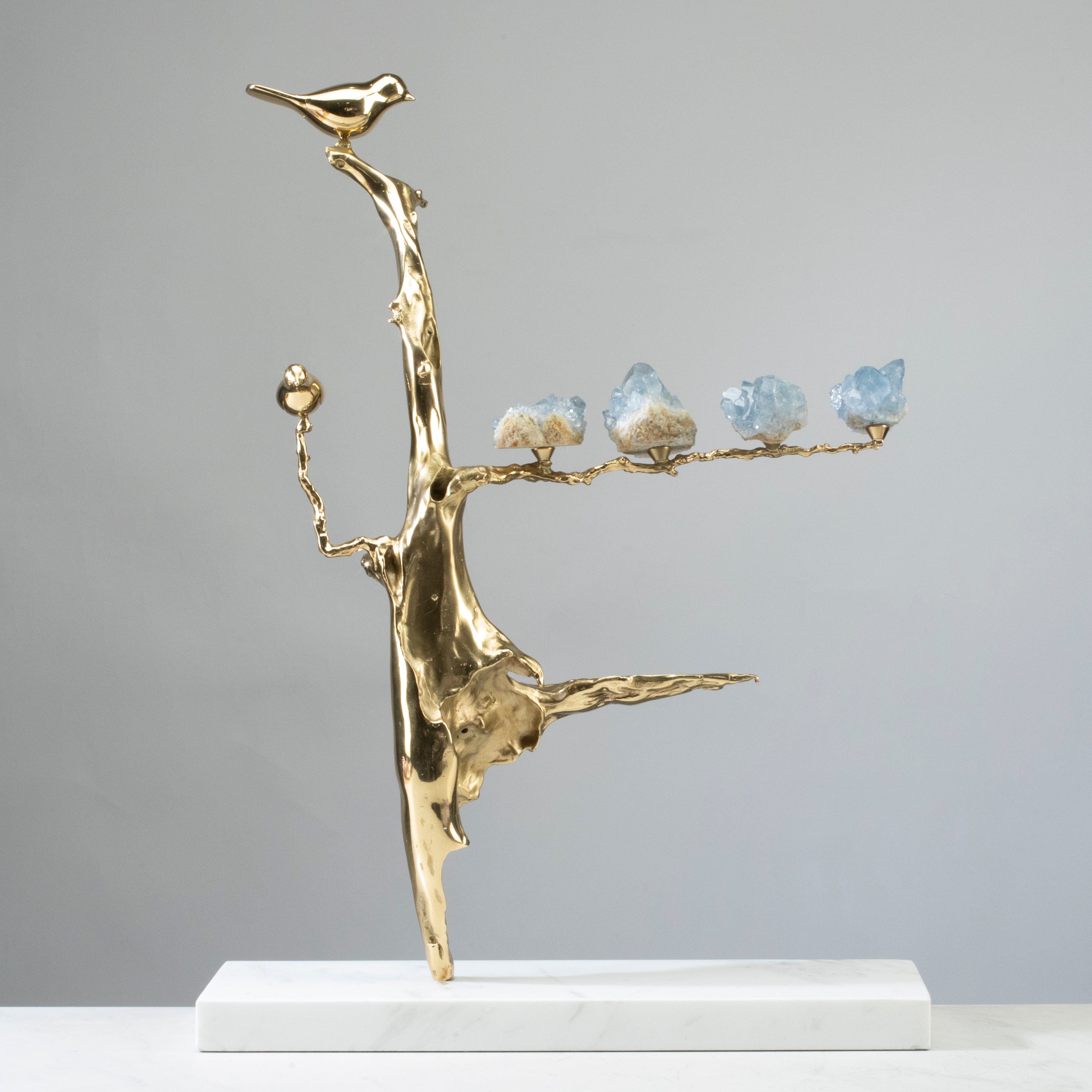 KALIFANO Crystal Home Decor Bird on Branch with Blue Calcite HG1734-BC