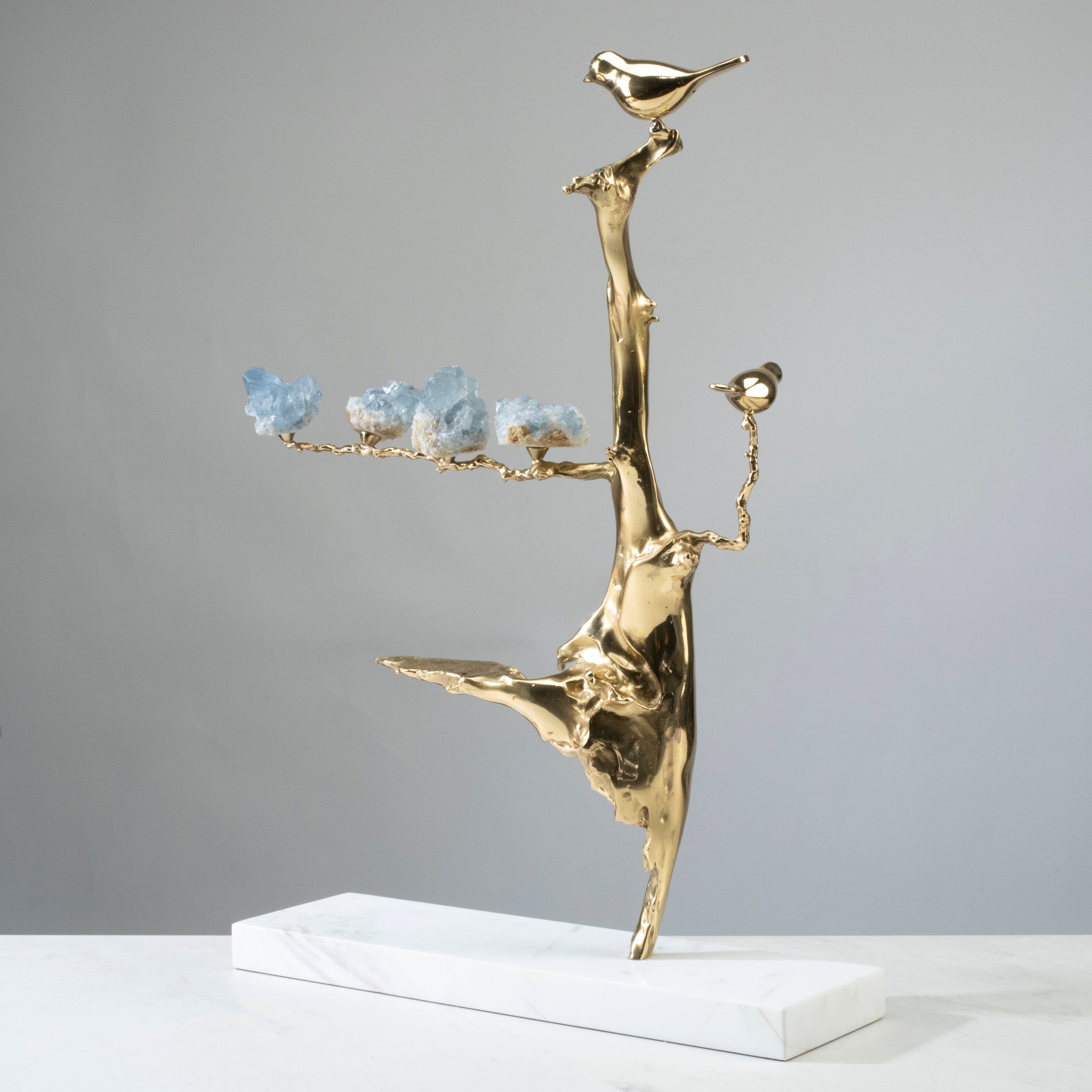 KALIFANO Crystal Home Decor Bird on Branch with Blue Calcite HG1734-BC