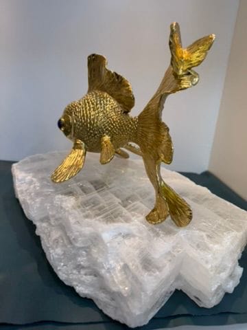 Brass Gold Fish on Selenite