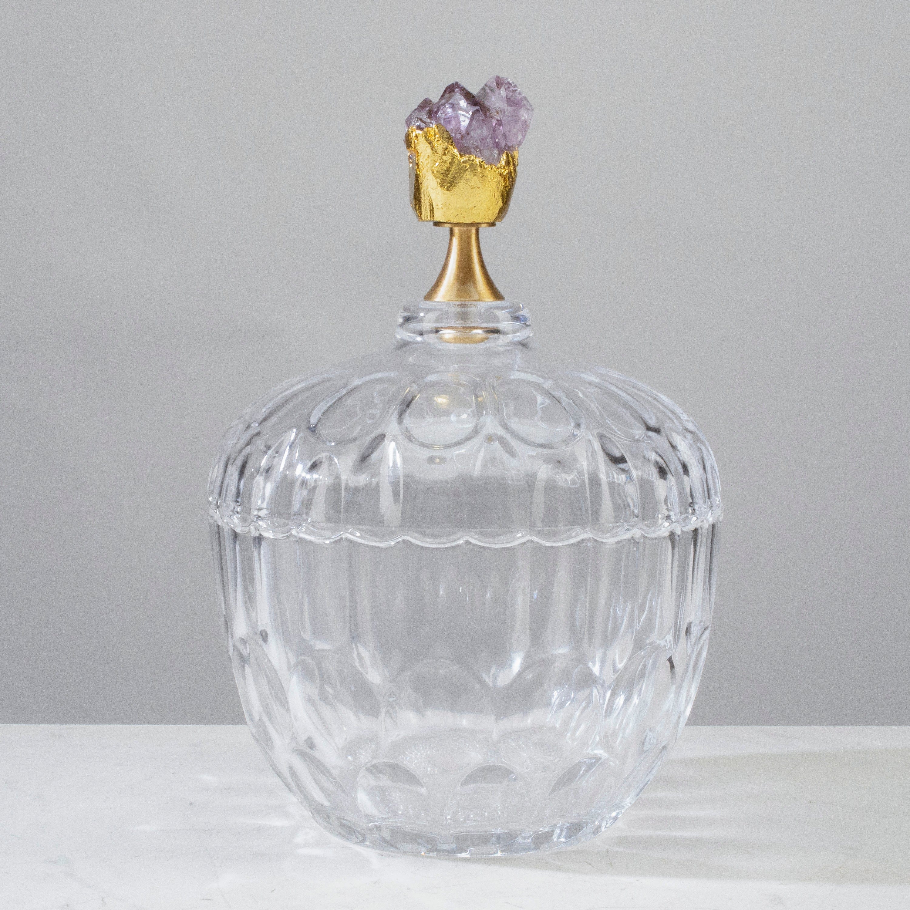 KALIFANO Crystal Home Decor Glass Jar with Amethyst Cluster HG1722A-AM