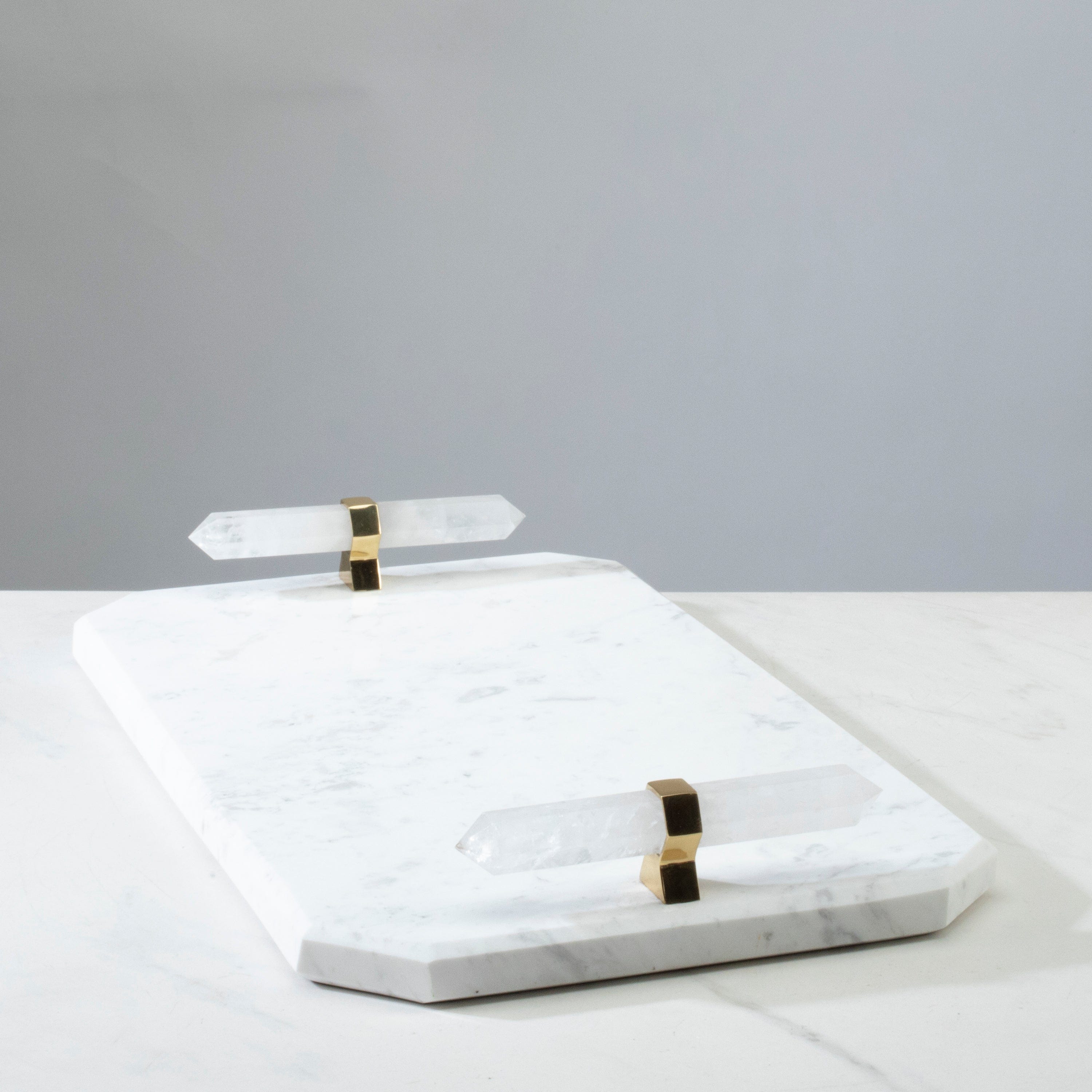 KALIFANO Crystal Home Decor Marble & Quartz Cheese Tray HG1128A-QZ