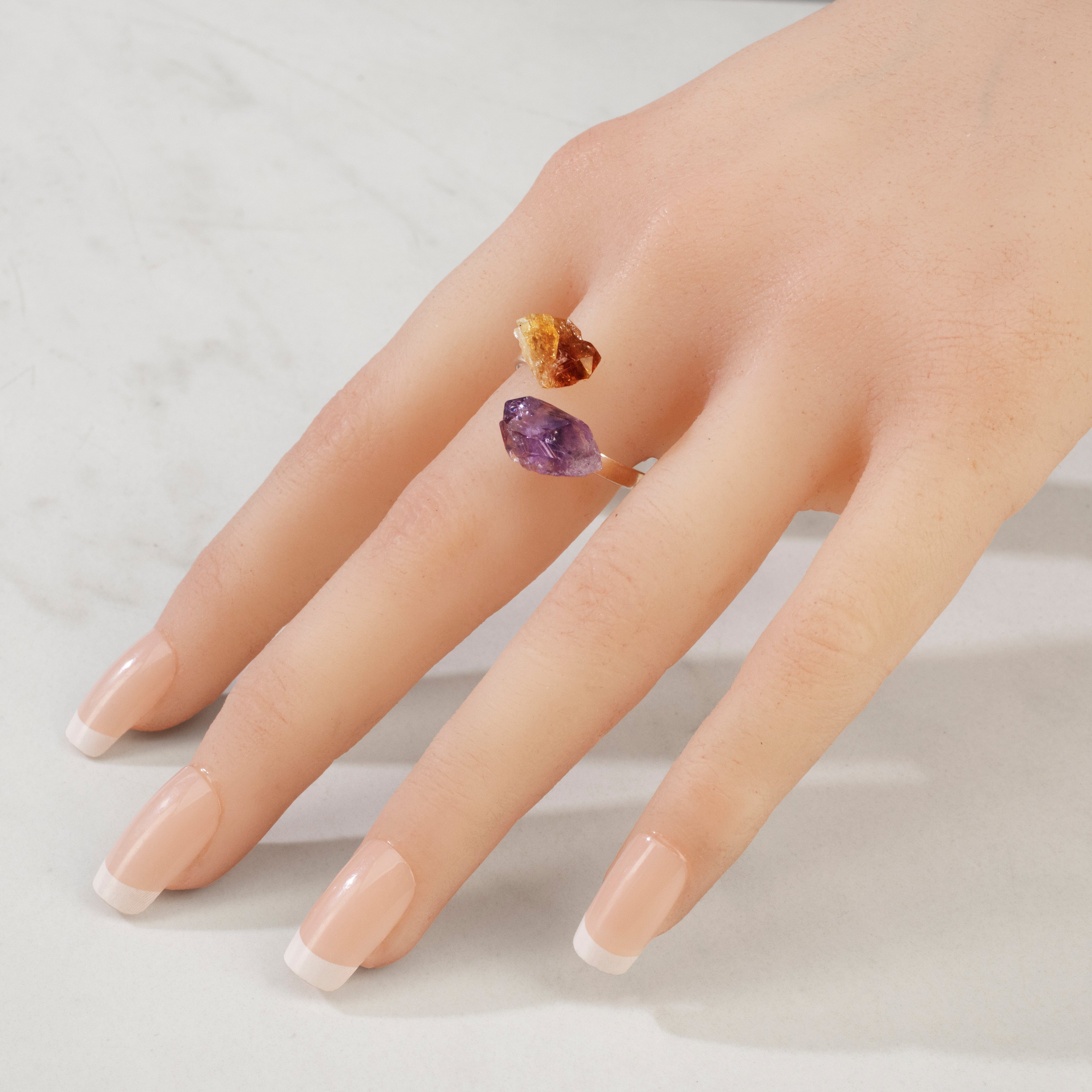KALIFANO Crystal Jewelry Amethyst & Citrine Adjustable Sterling Silver Ring CJR-SS-AM+CT