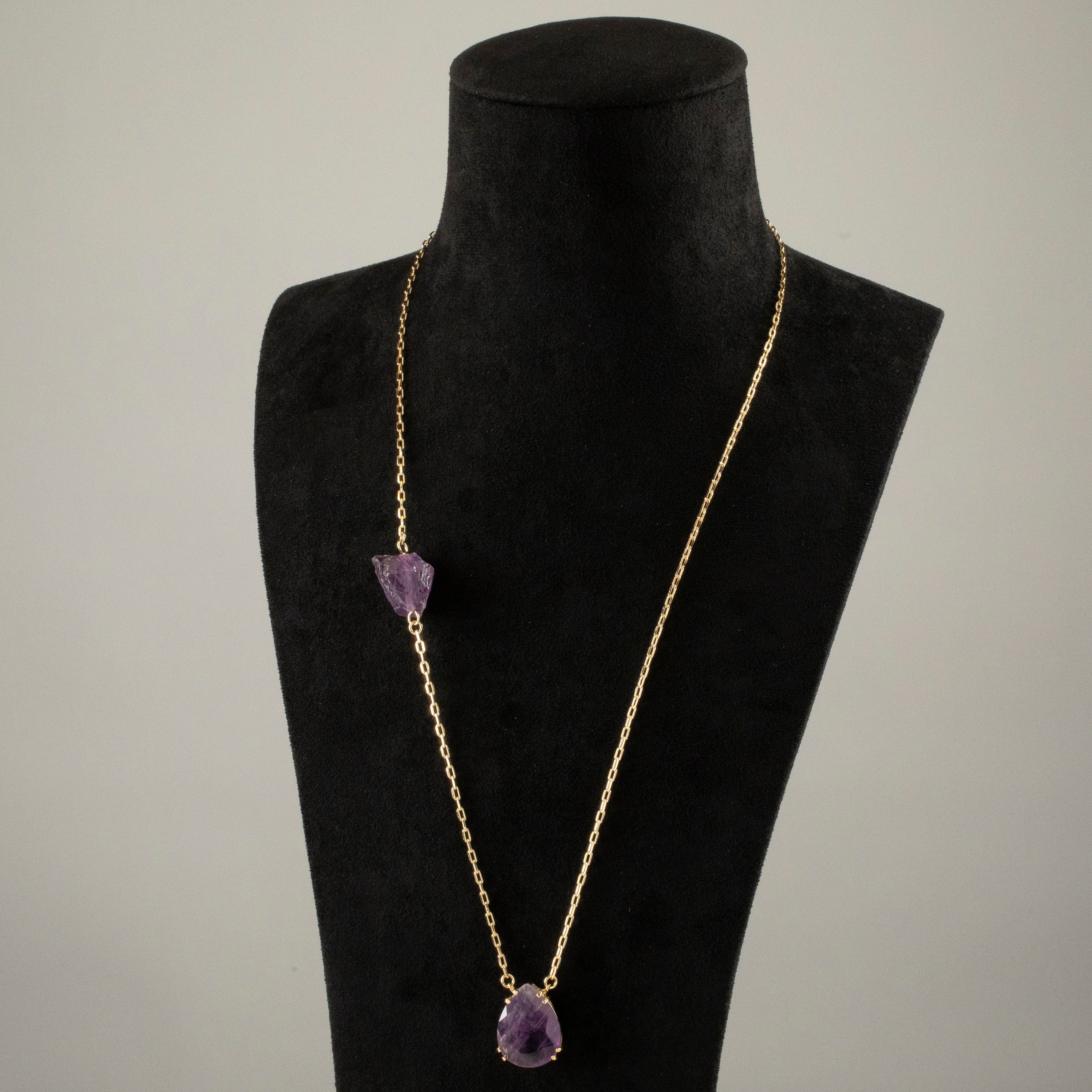 KALIFANO Crystal Jewelry Amethyst Drop Necklace CJN-2067-AM