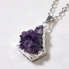 Amethyst Druze Healing Crystal Pendant on Necklace