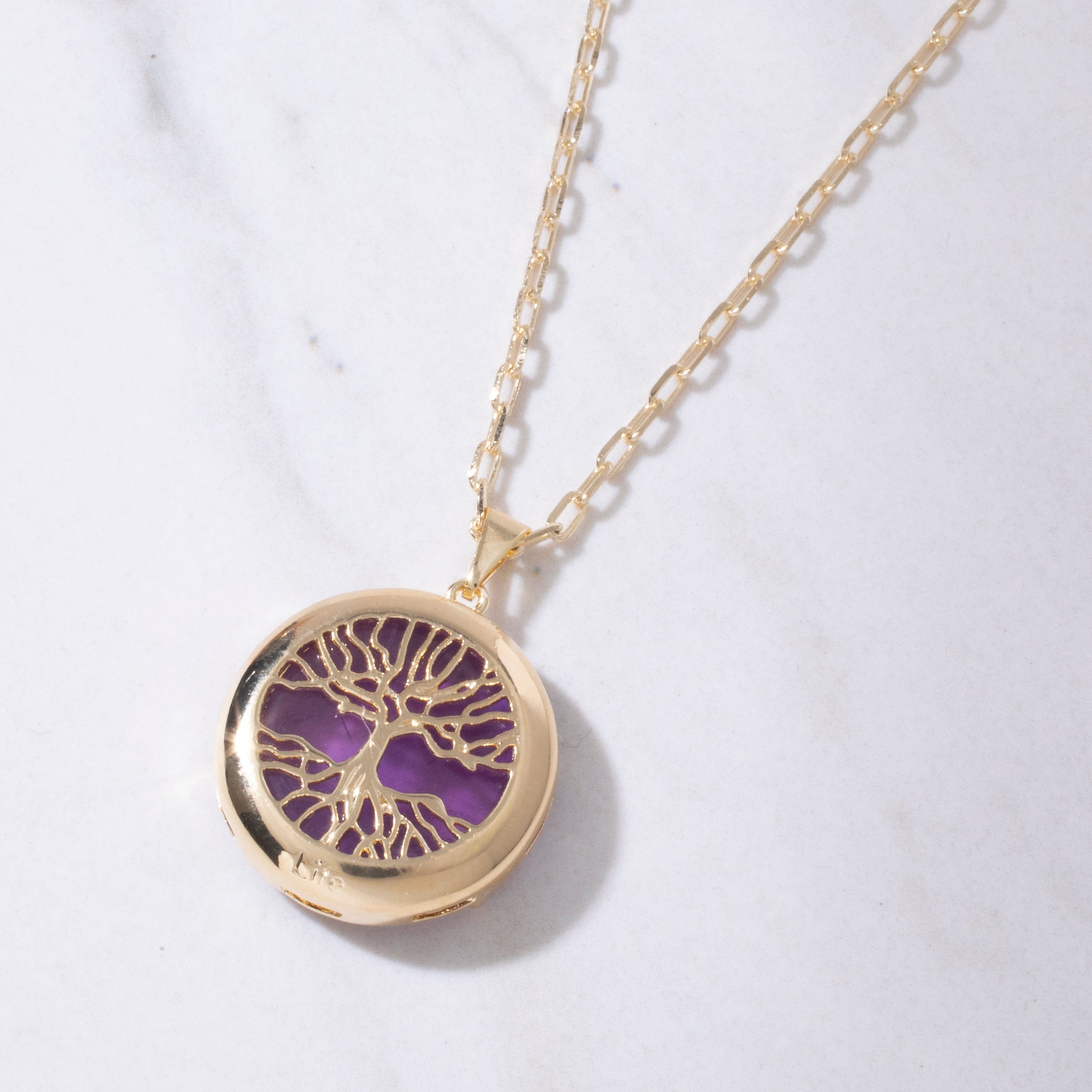 KALIFANO Crystal Jewelry Amethyst Gemstone Tree of Life Pendant CJN-2500-AM