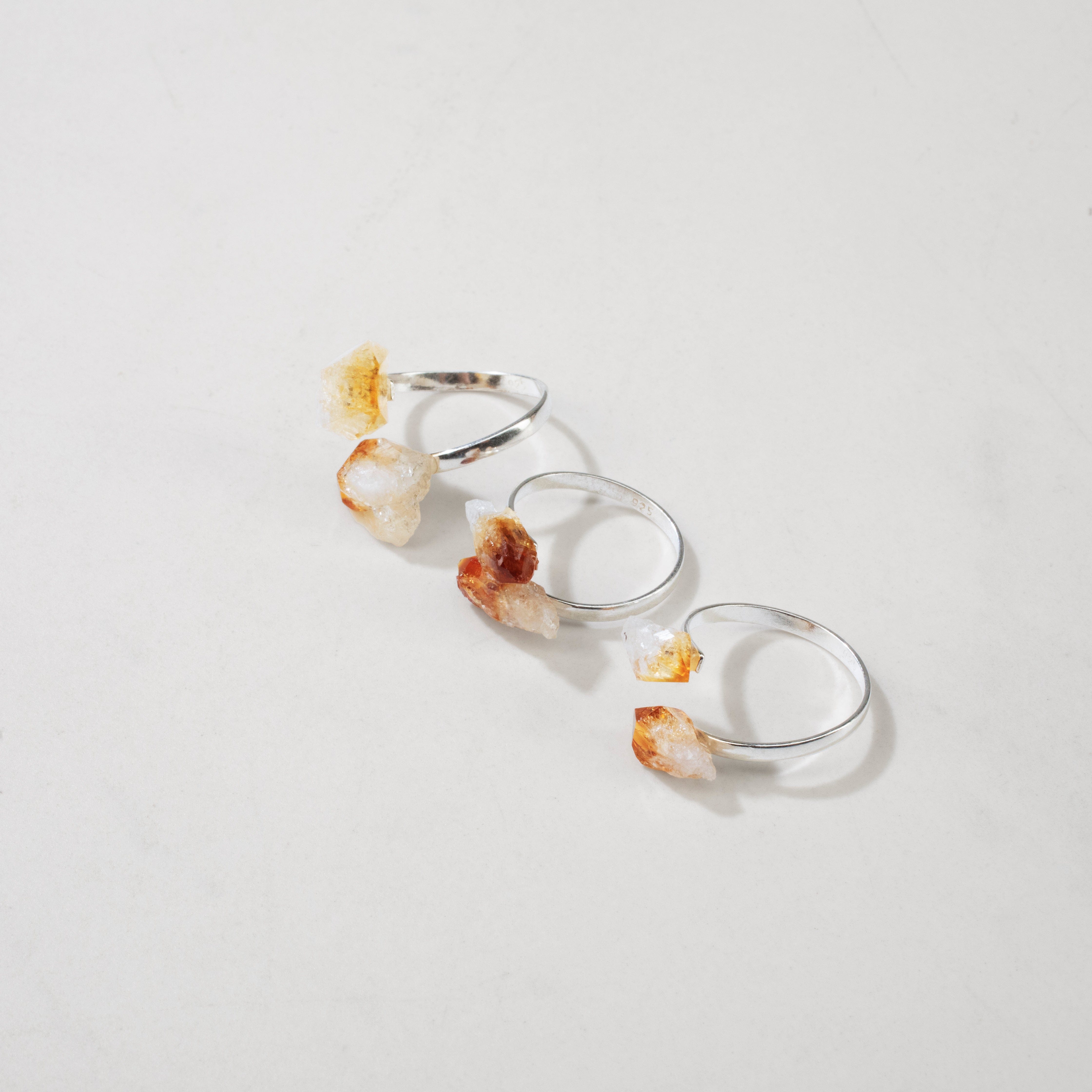 KALIFANO Crystal Jewelry Citrine Adjustable Sterling Silver Ring CJR-SS-CT