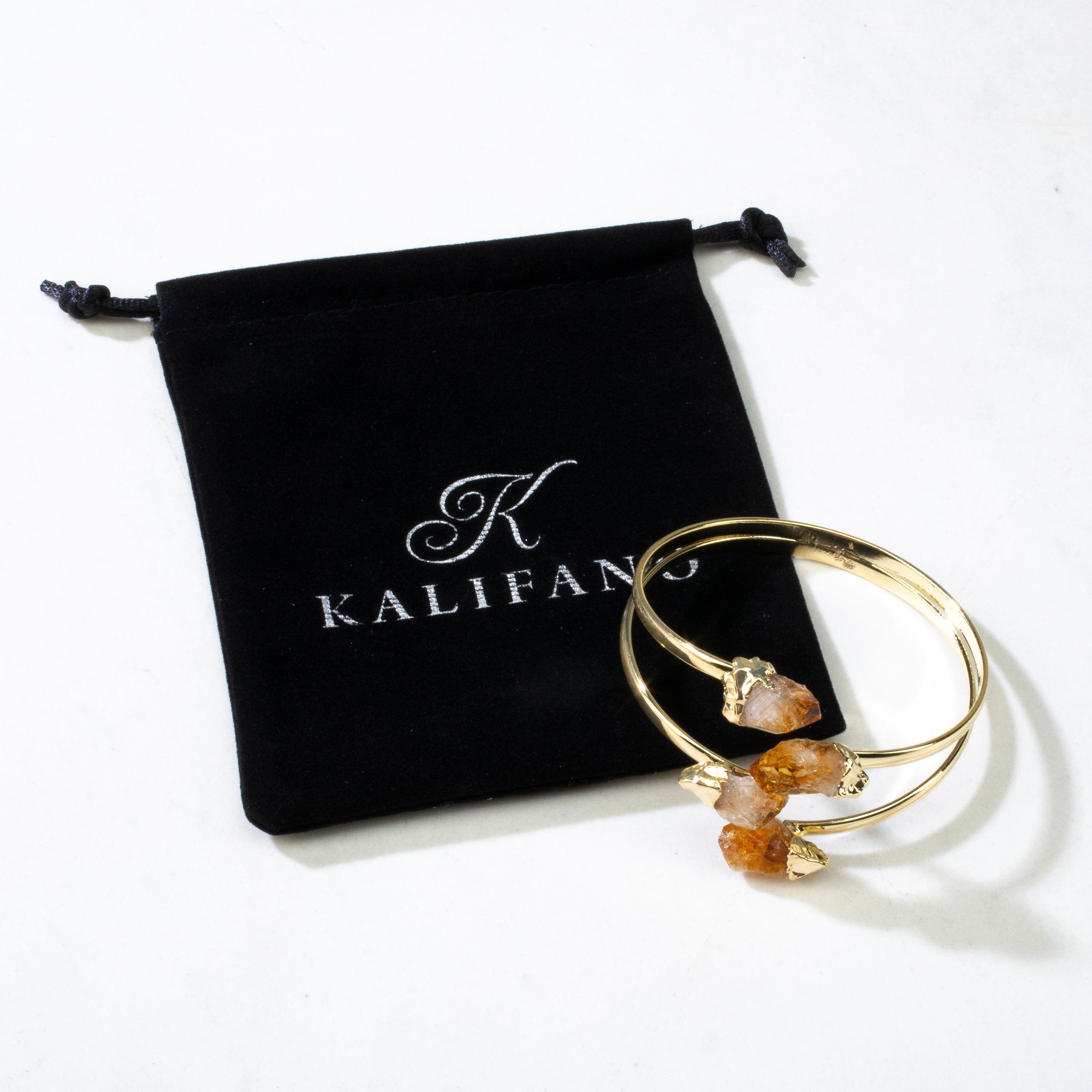 KALIFANO Crystal Jewelry Citrine Double Bracelet Cuff CJB-1012-CT