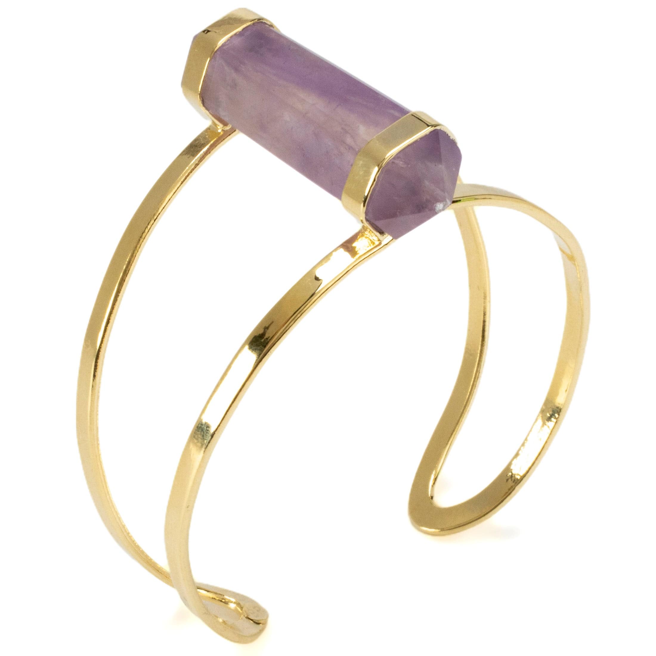 Kalifano Crystal Jewelry Double Terminated Amethyst Cuff Bracelet CJB-1017-AM