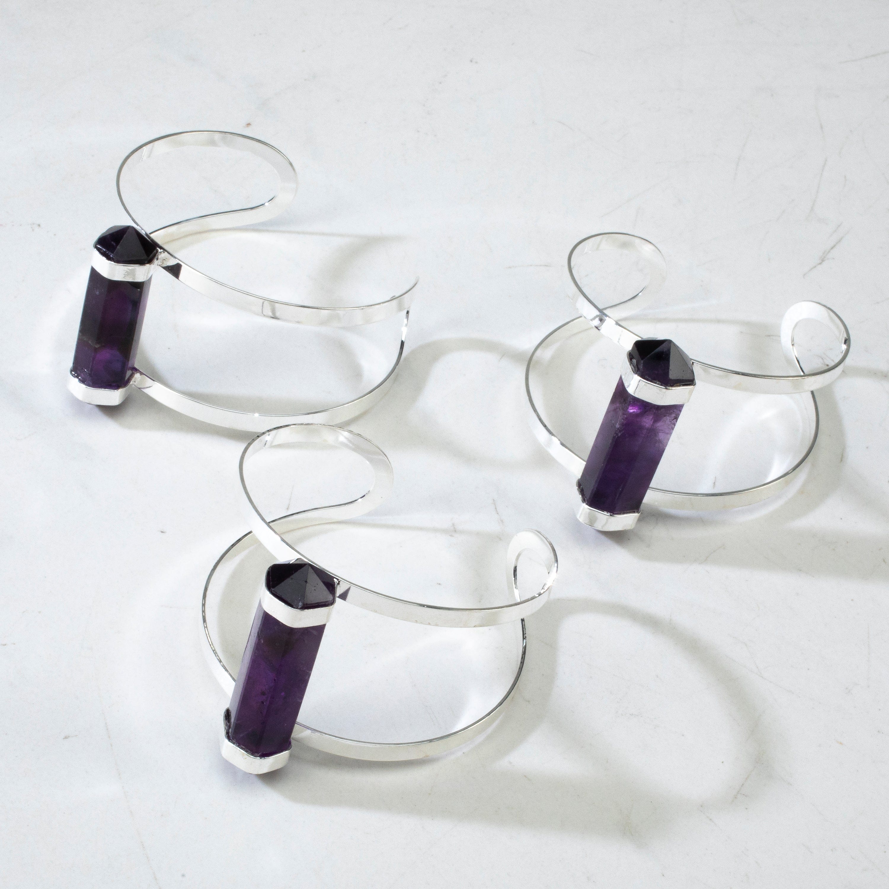Kalifano Crystal Jewelry Double Terminated Amethyst Cuff Bracelet CJB-1017S-AM