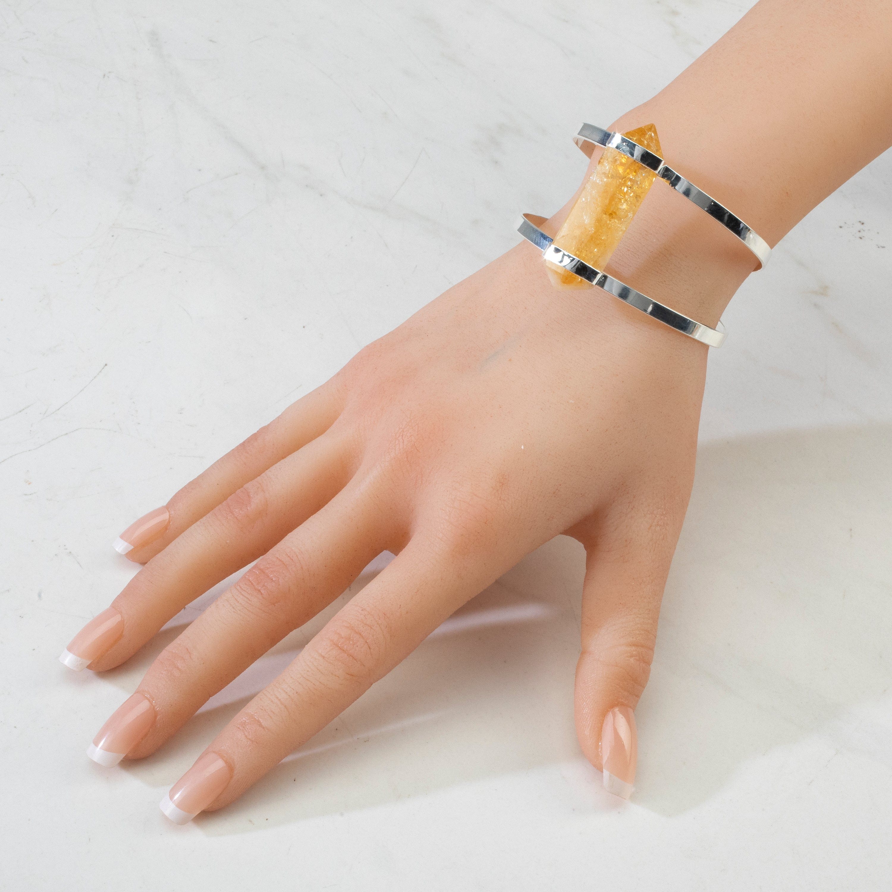 Kalifano Crystal Jewelry Double Terminated Citrine Cuff Bracelet CJB-1017S-CT