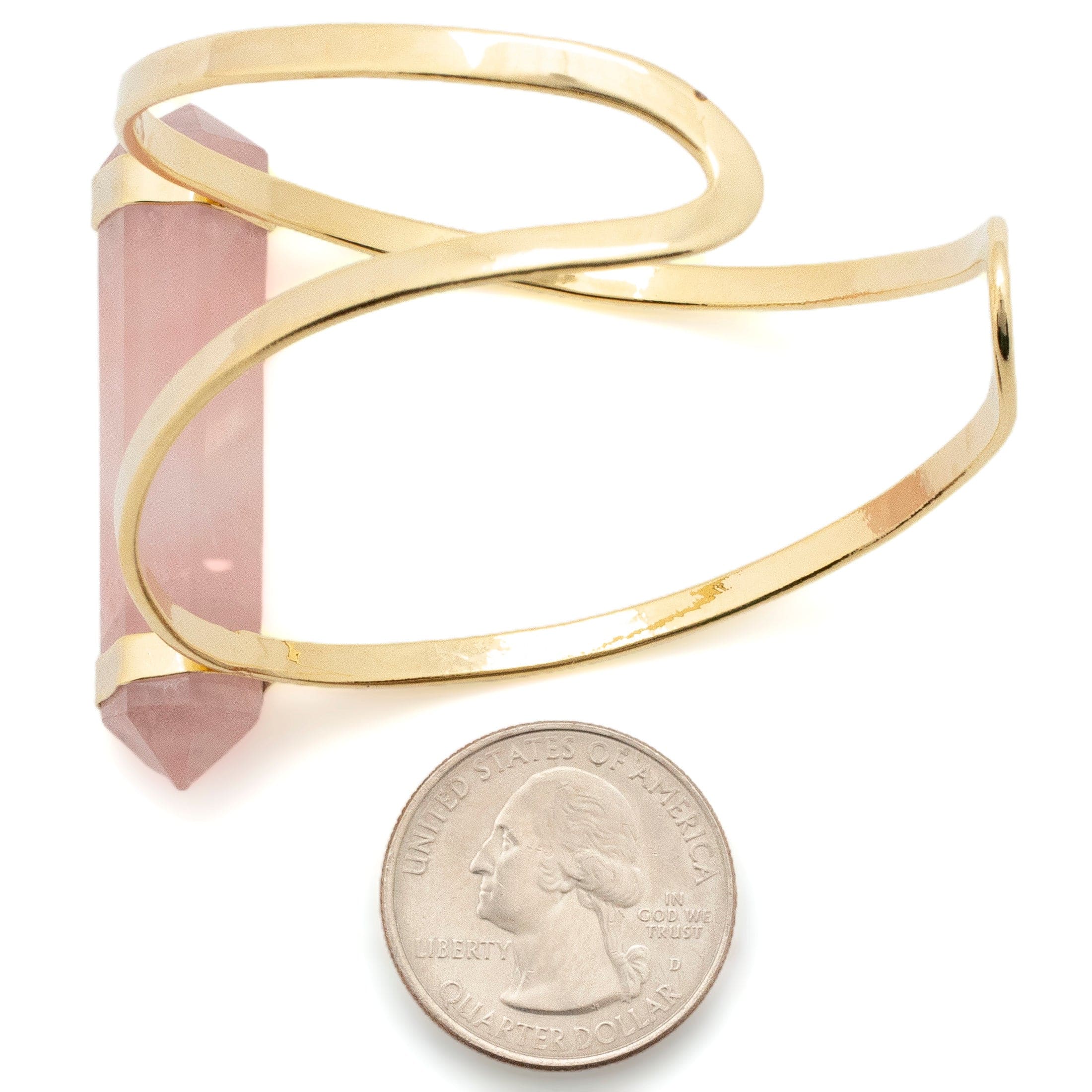Kalifano Crystal Jewelry Double Terminated Rose Quartz Cuff Bracelet CJB-1017-RQ