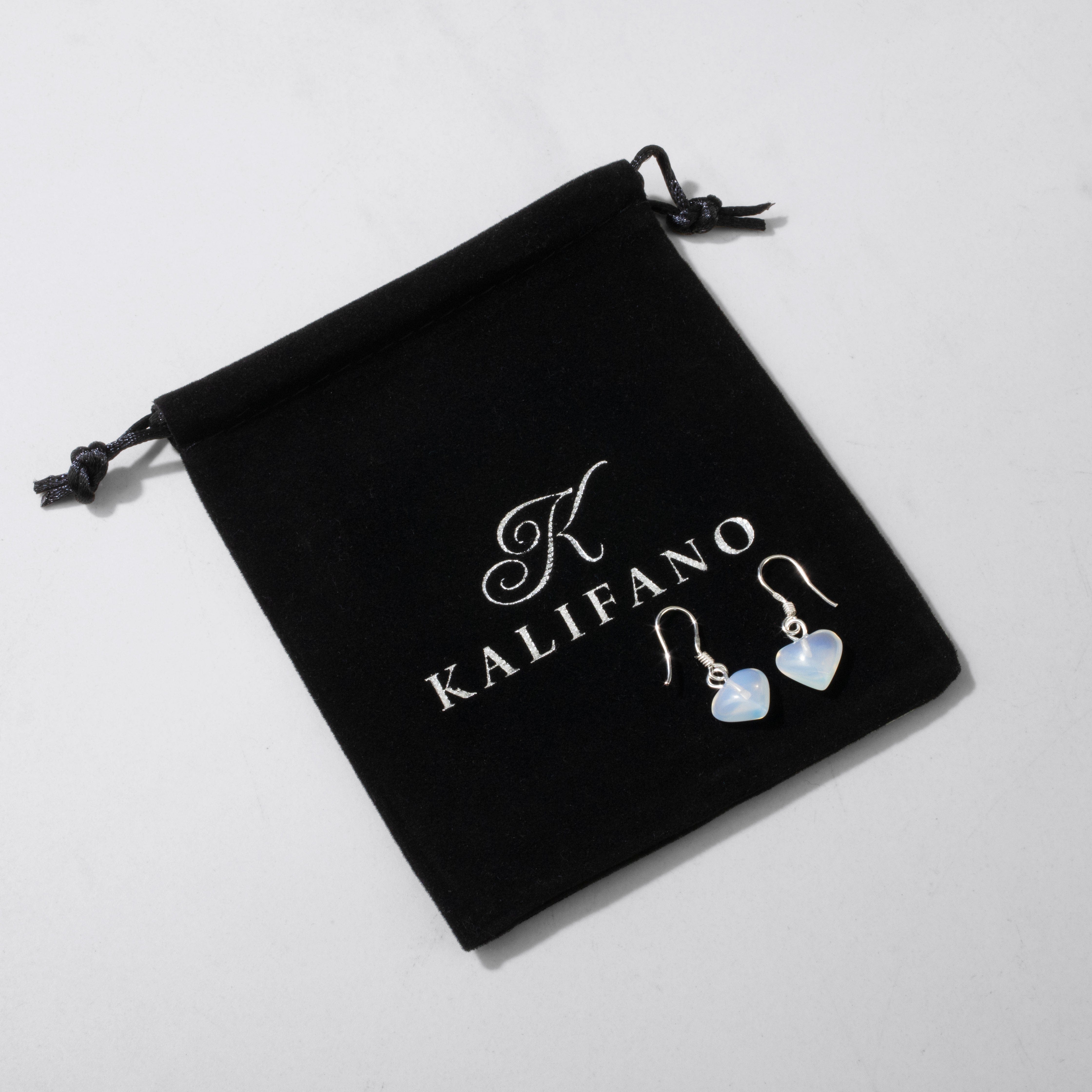 KALIFANO Crystal Jewelry Moonstone Heart Sterling Silver Earrings CJE-SILV-MSHEART