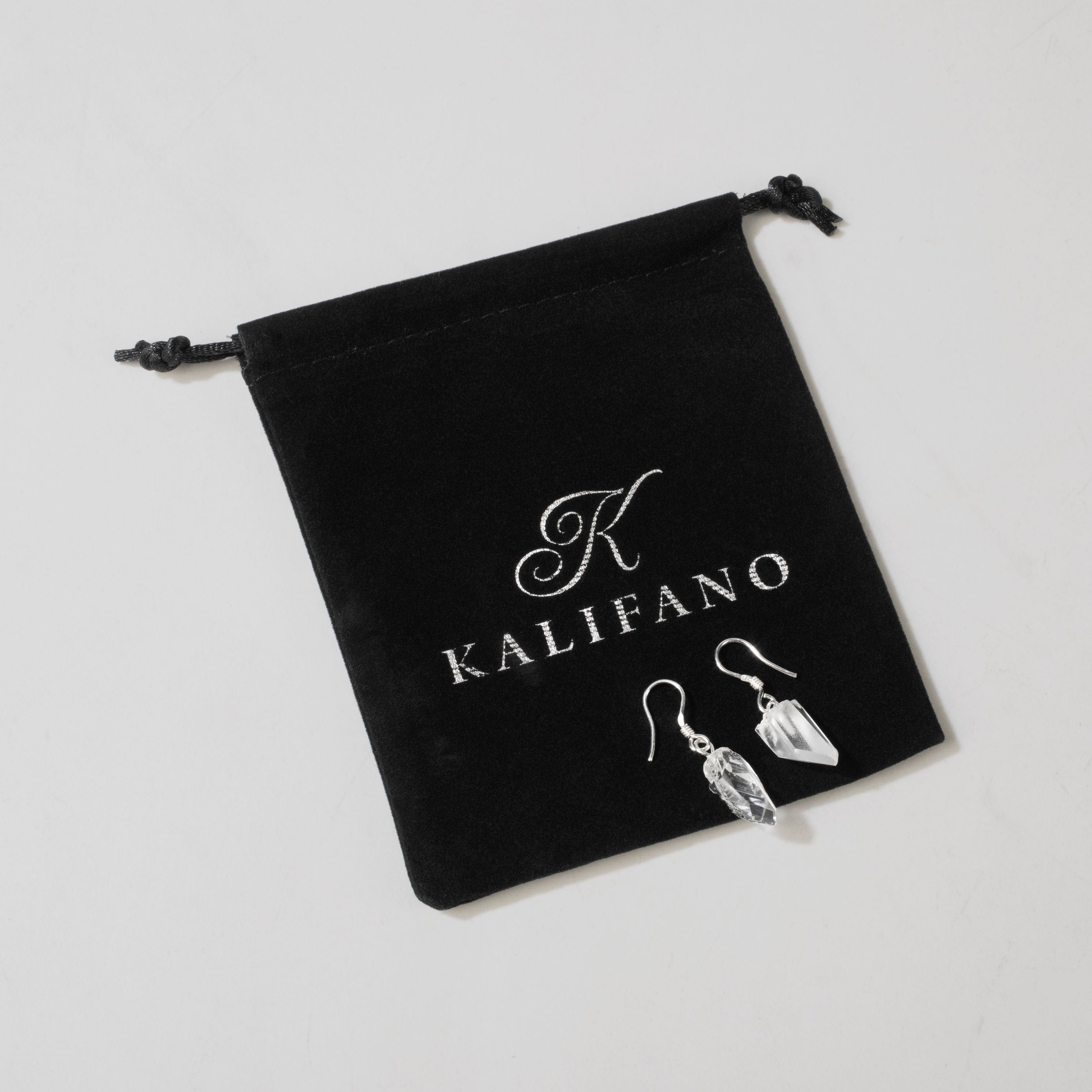 KALIFANO Crystal Jewelry Natural Quartz Sterling Silver Earrings CJE-SILV-QZ
