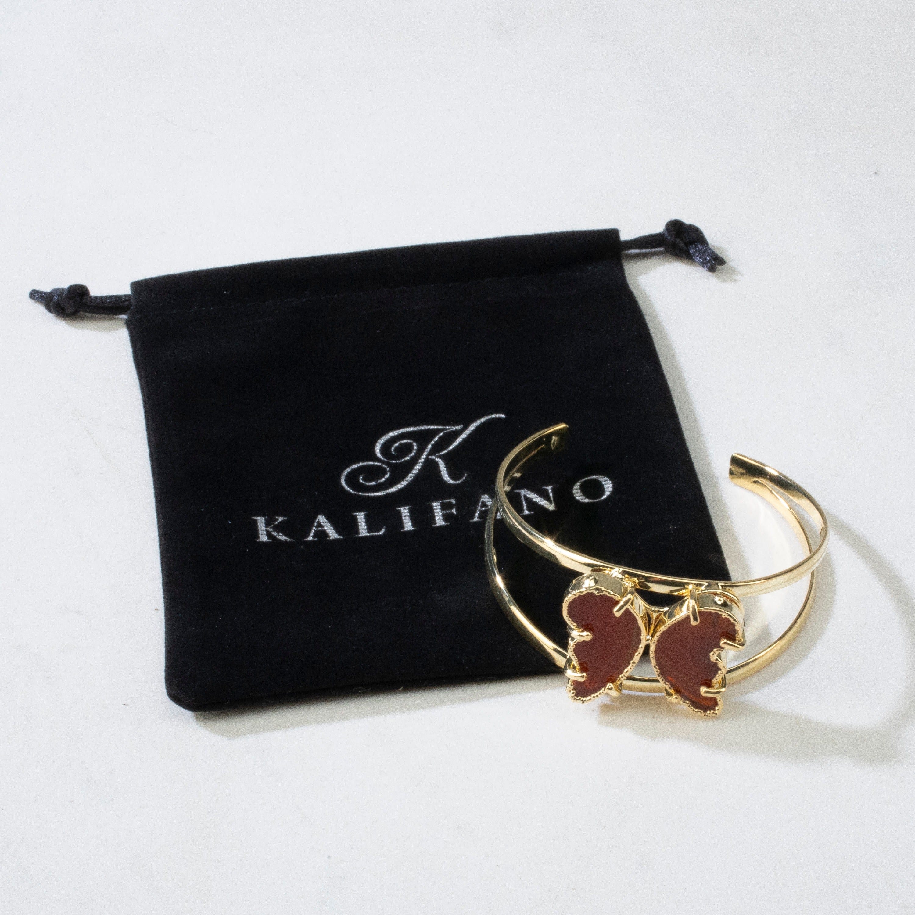 Kalifano Crystal Jewelry Orange Agate Butterfly Cuff Bracelet CJB-S-BTAG-OR