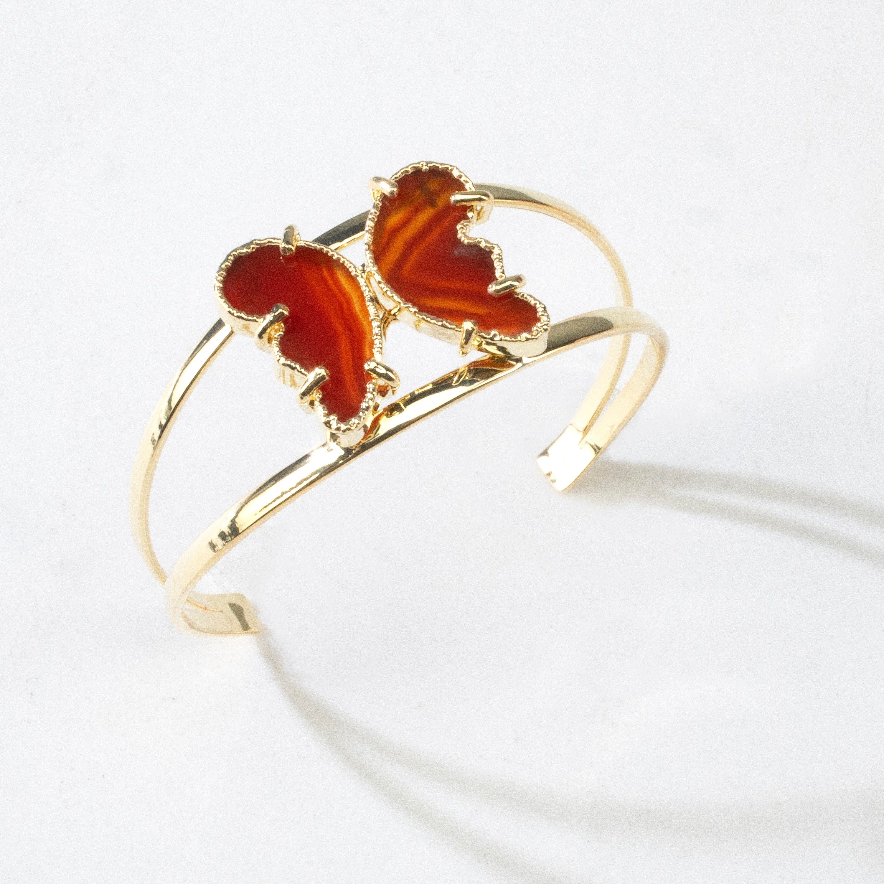Kalifano Crystal Jewelry Orange Agate Butterfly Cuff Bracelet CJB-S-BTAG-OR