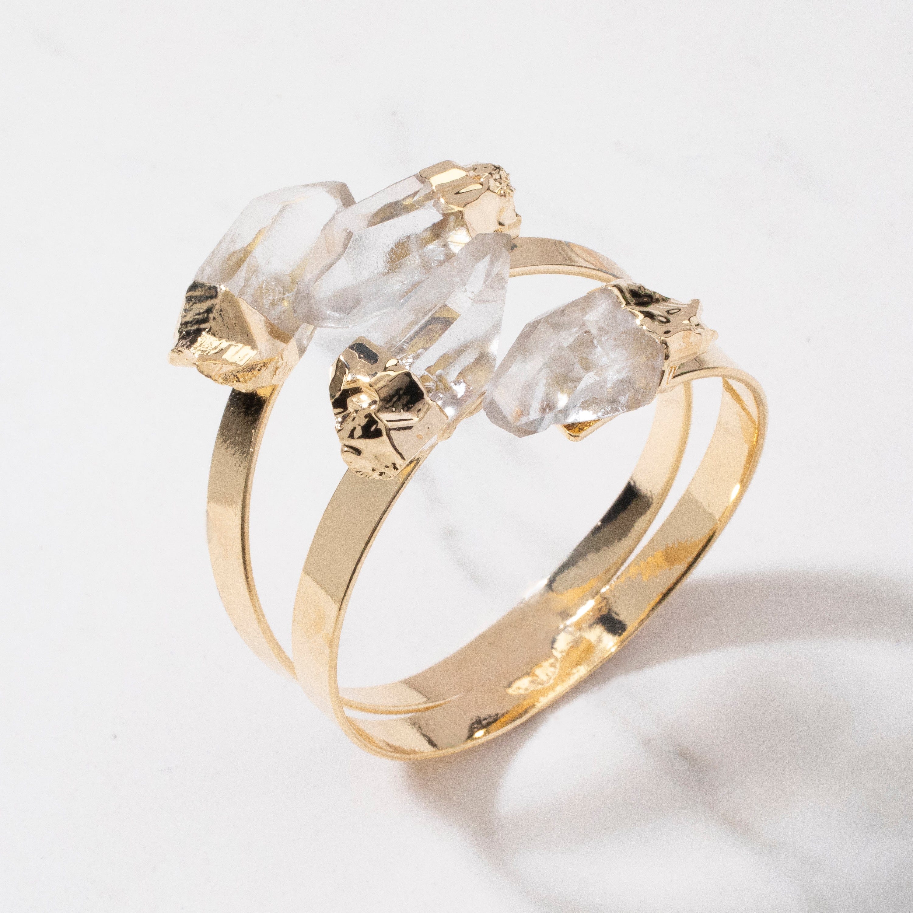 KALIFANO Crystal Jewelry Quartz Double Bracelet Cuff CJB-1012-QZ