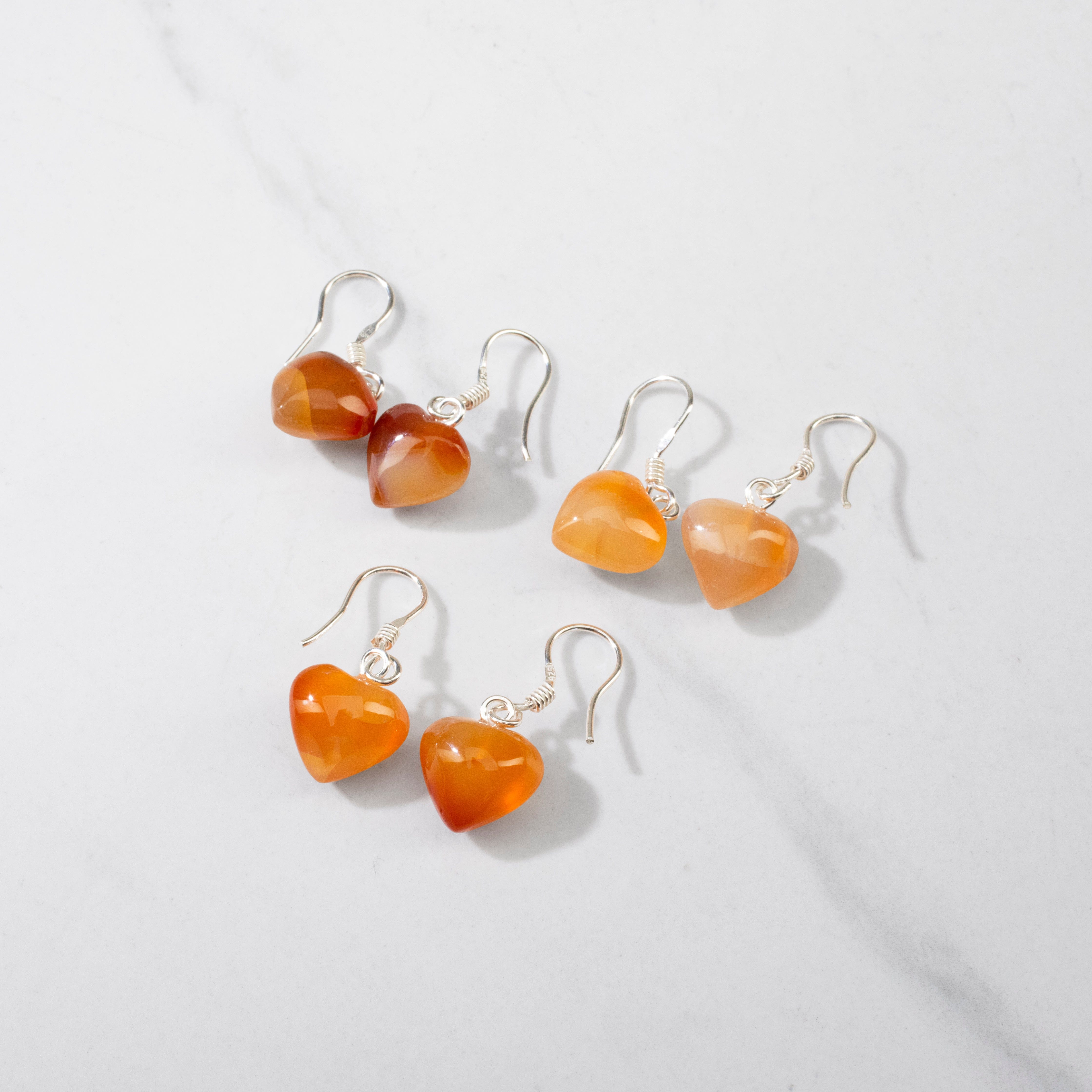 KALIFANO Crystal Jewelry Red Agate Heart Sterling Silver Earrings CJE-SILV-RAHEART