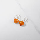 Red Agate Heart Sterling Silver Earrings
