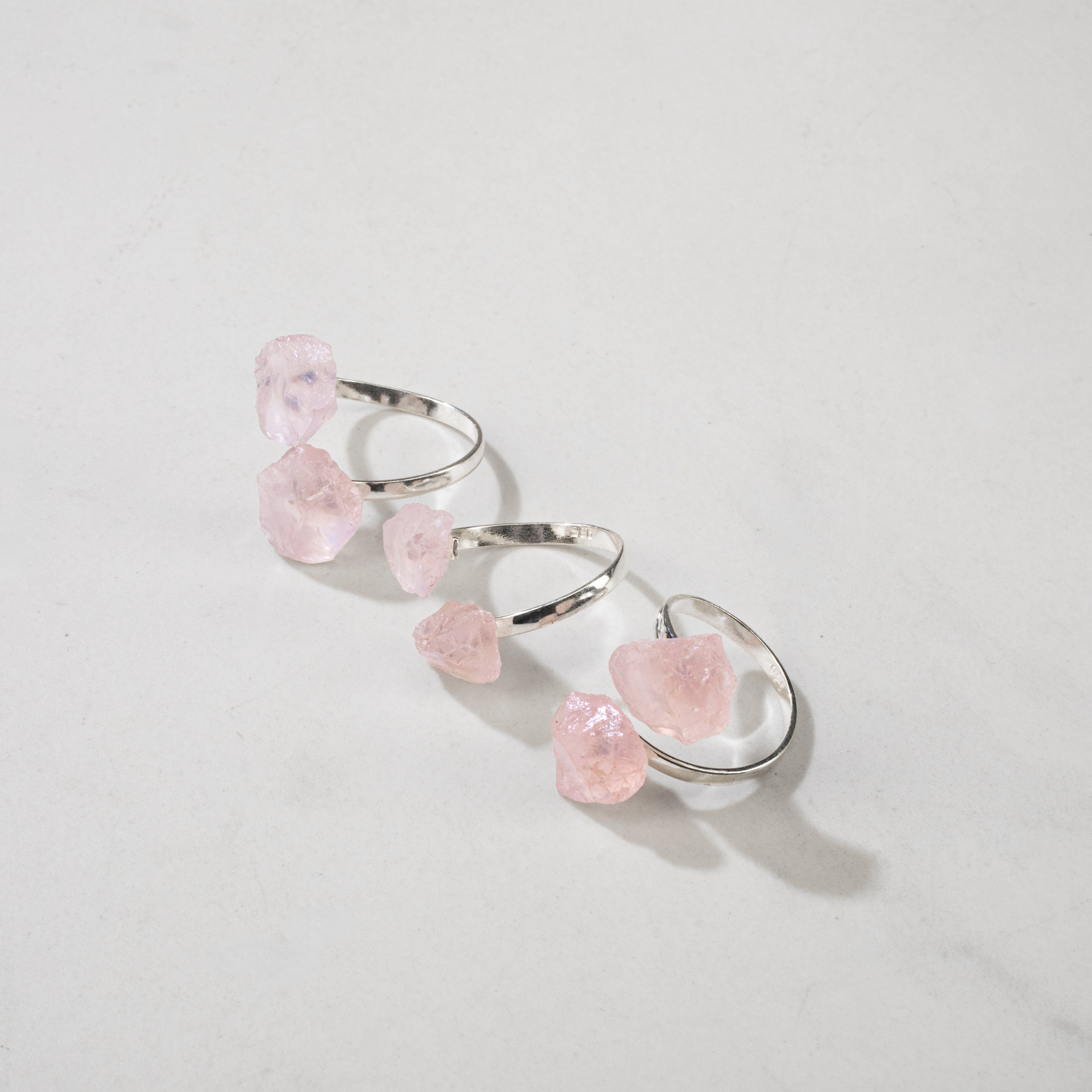 KALIFANO Crystal Jewelry Rose Quartz Adjustable Sterling Silver Ring CJR-SS-RQ