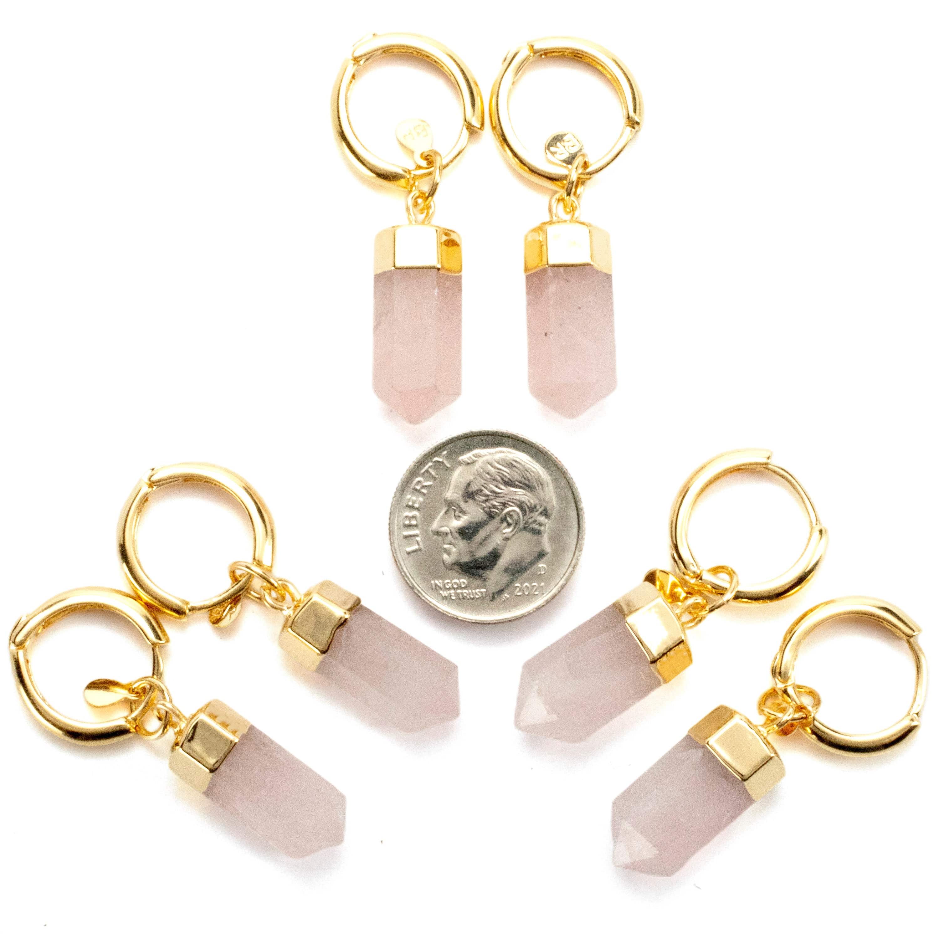 KALIFANO Crystal Jewelry Rose Quartz Drop Earrings CJE-1506-RQ