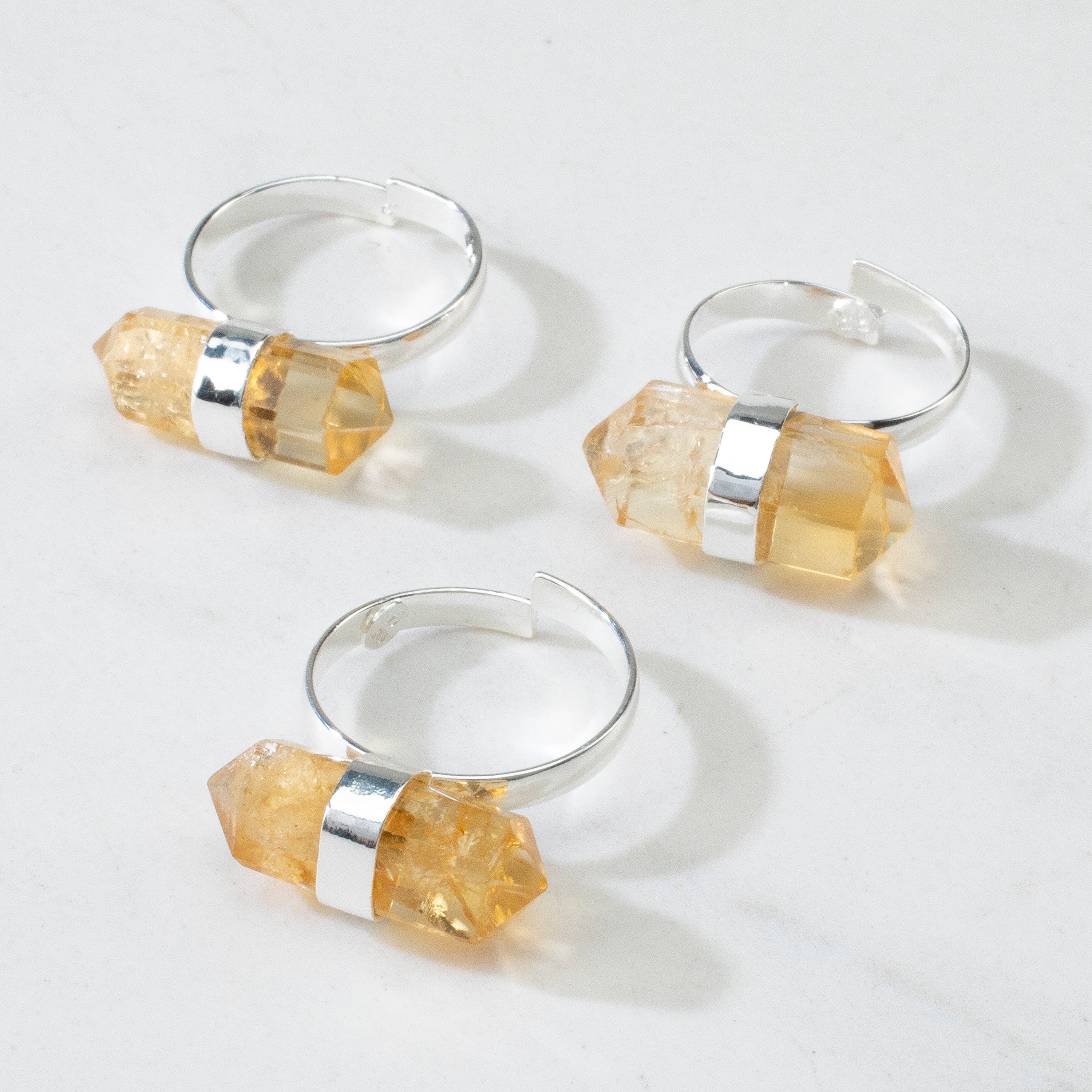 Kalifano Crystal Jewelry Silver Plated Citrine Adjustable Ring CJR-MJS-CT