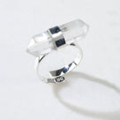 Silver Plated Clear Quartz Adjustable Ring