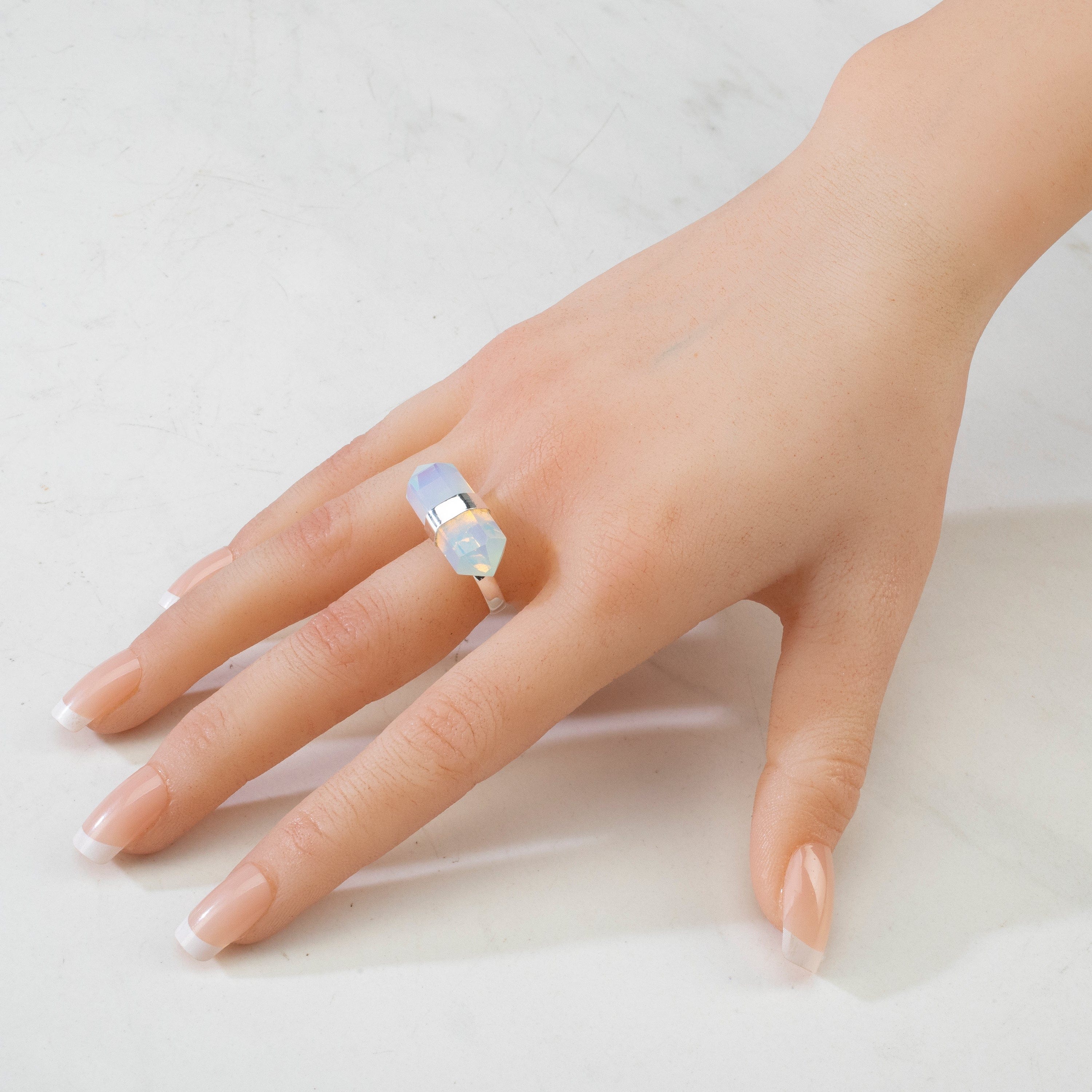 Kalifano Crystal Jewelry Silver Plated Moonstone Adjustable Ring CJR-MJS-MS
