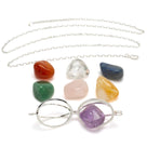 Silver Toned Convertible Chakra Pendant with Replaceable Tumbled Stones