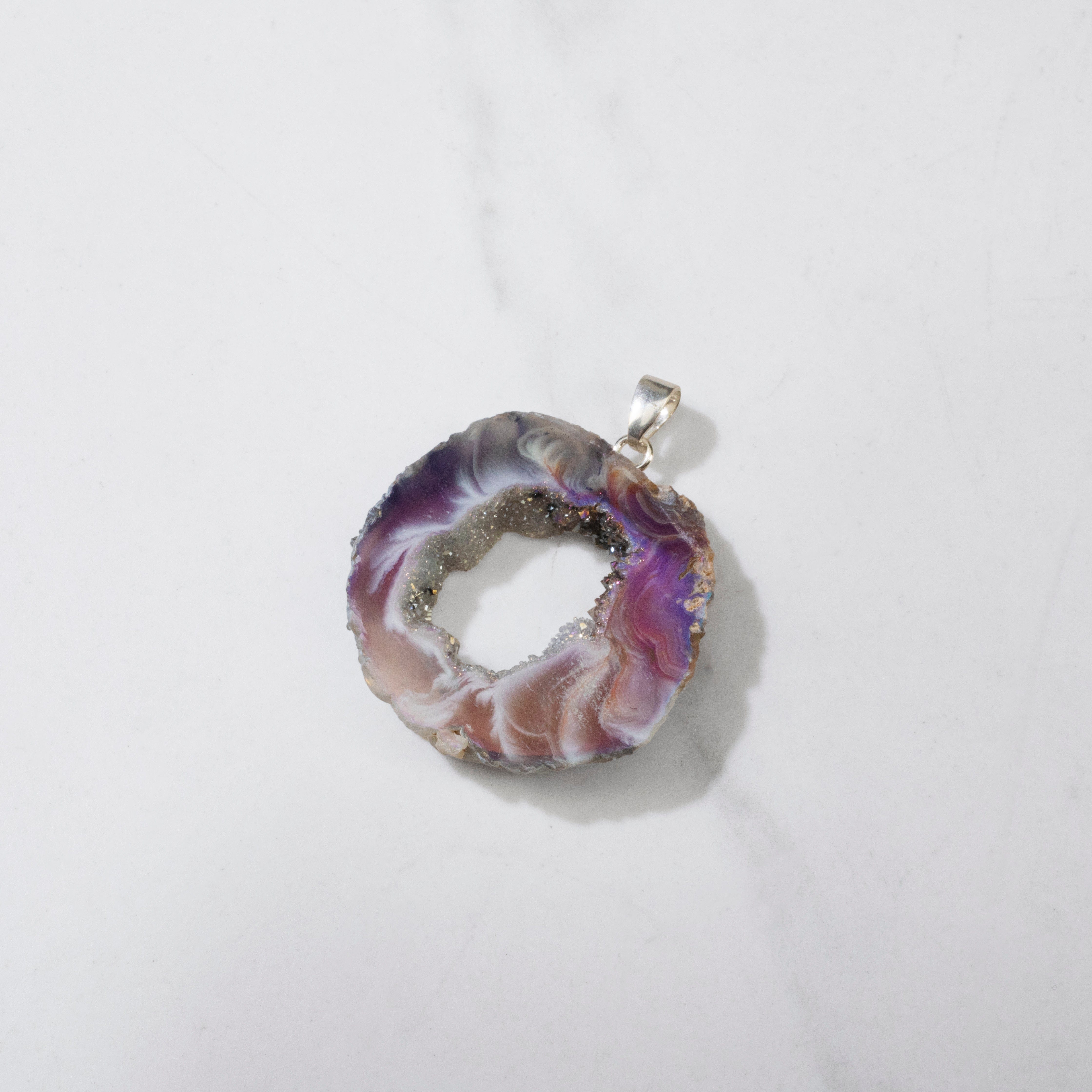 KALIFANO Crystal Jewelry Sterling Silver Aura Borealis Agate Pendant CJN-SILV-ABAG