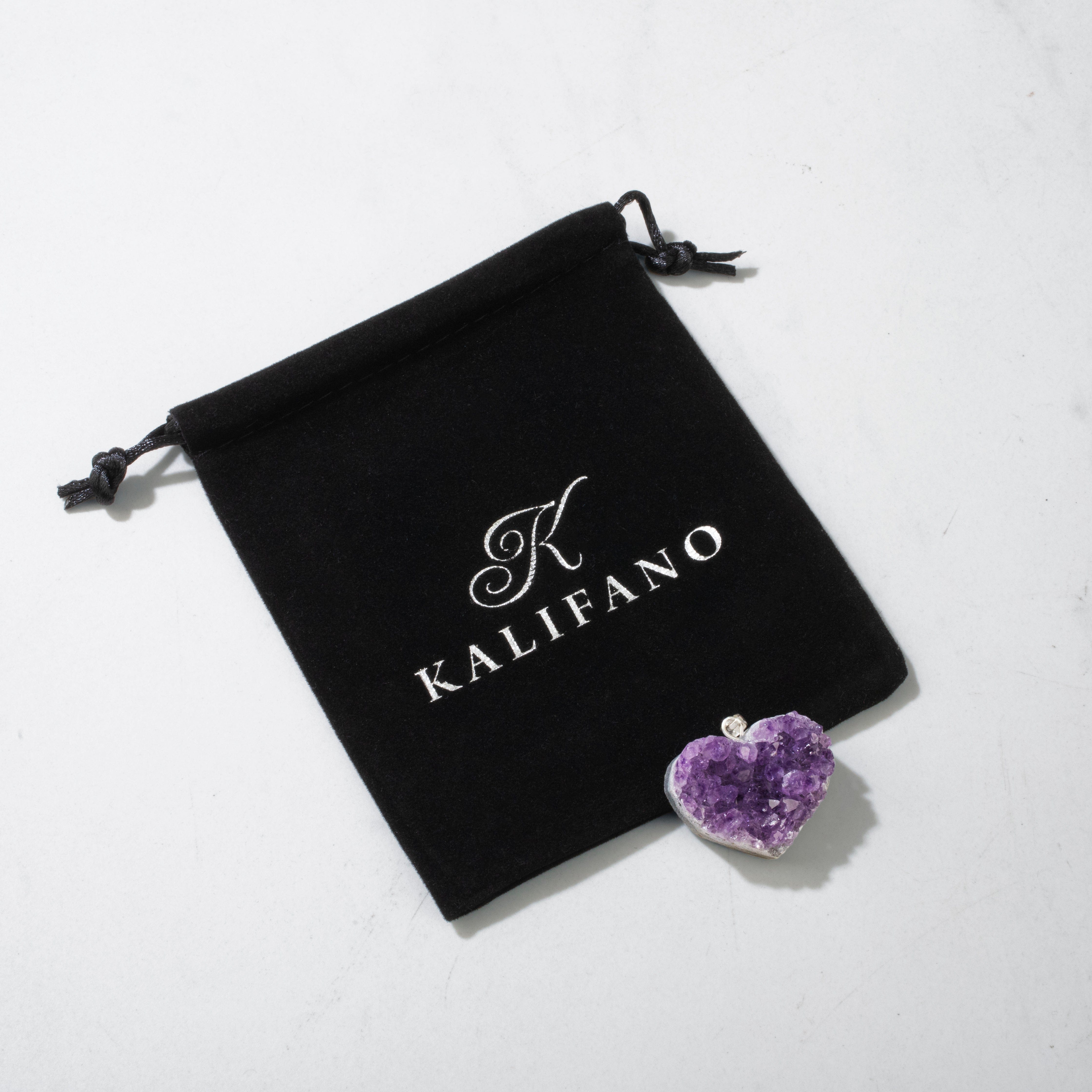 KALIFANO Crystal Jewelry Sterling Silver Druzy Amethyst Heart CJN-SILV-AMHEART