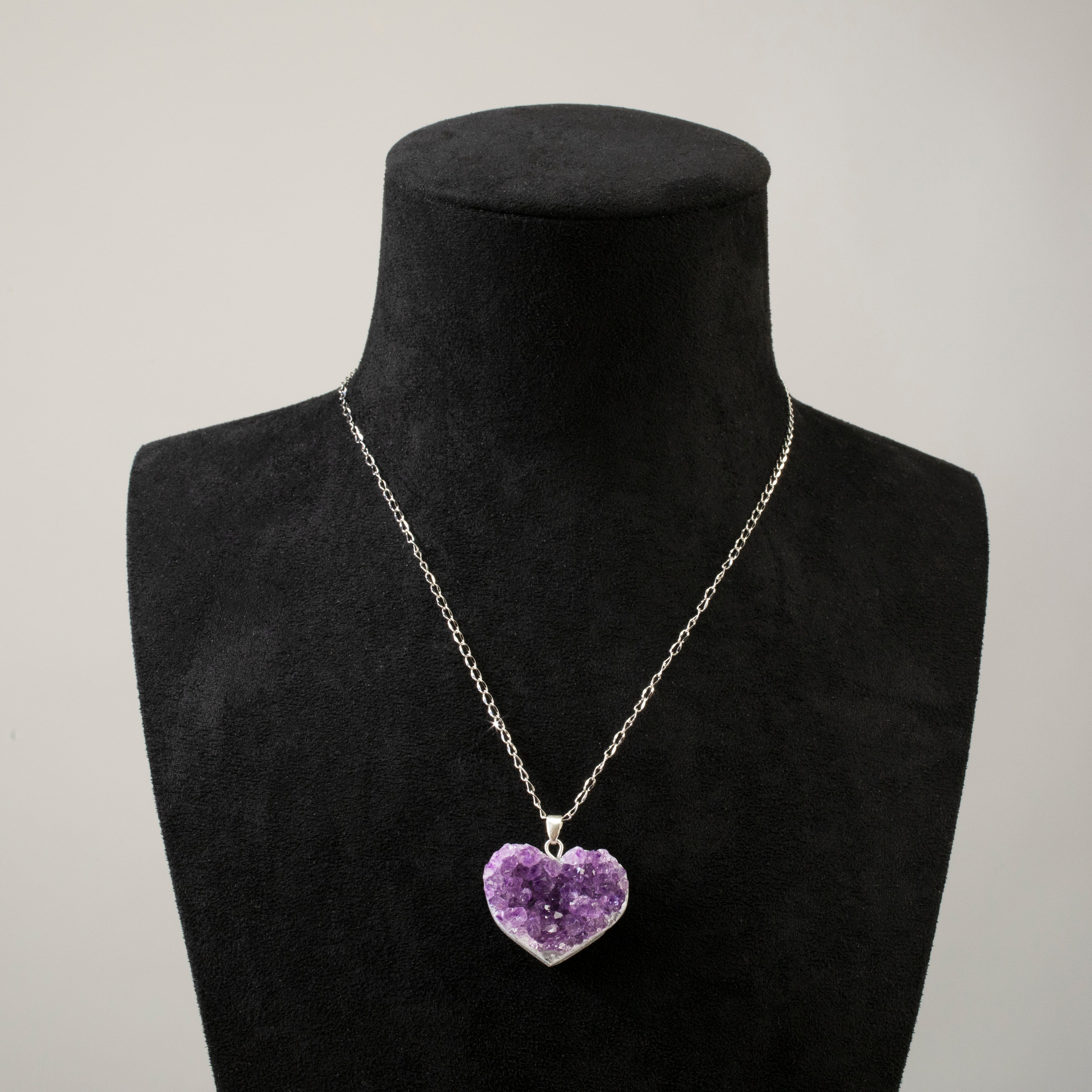KALIFANO Crystal Jewelry Sterling Silver Druzy Amethyst Heart CJN-SILV-AMHEART