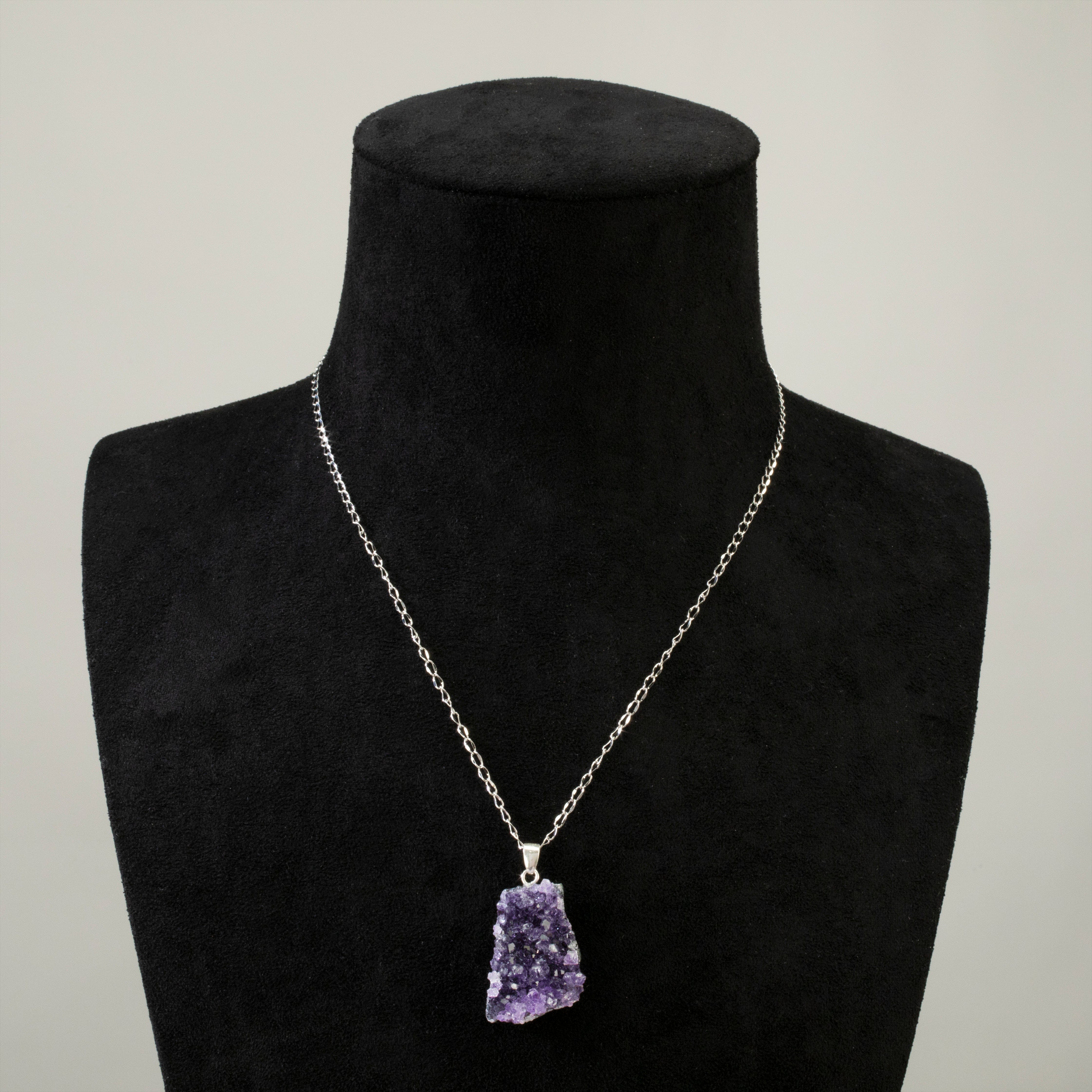 KALIFANO Crystal Jewelry Sterling Silver Druzy Amethyst Pendant CJN-SILV-AMDRUZY