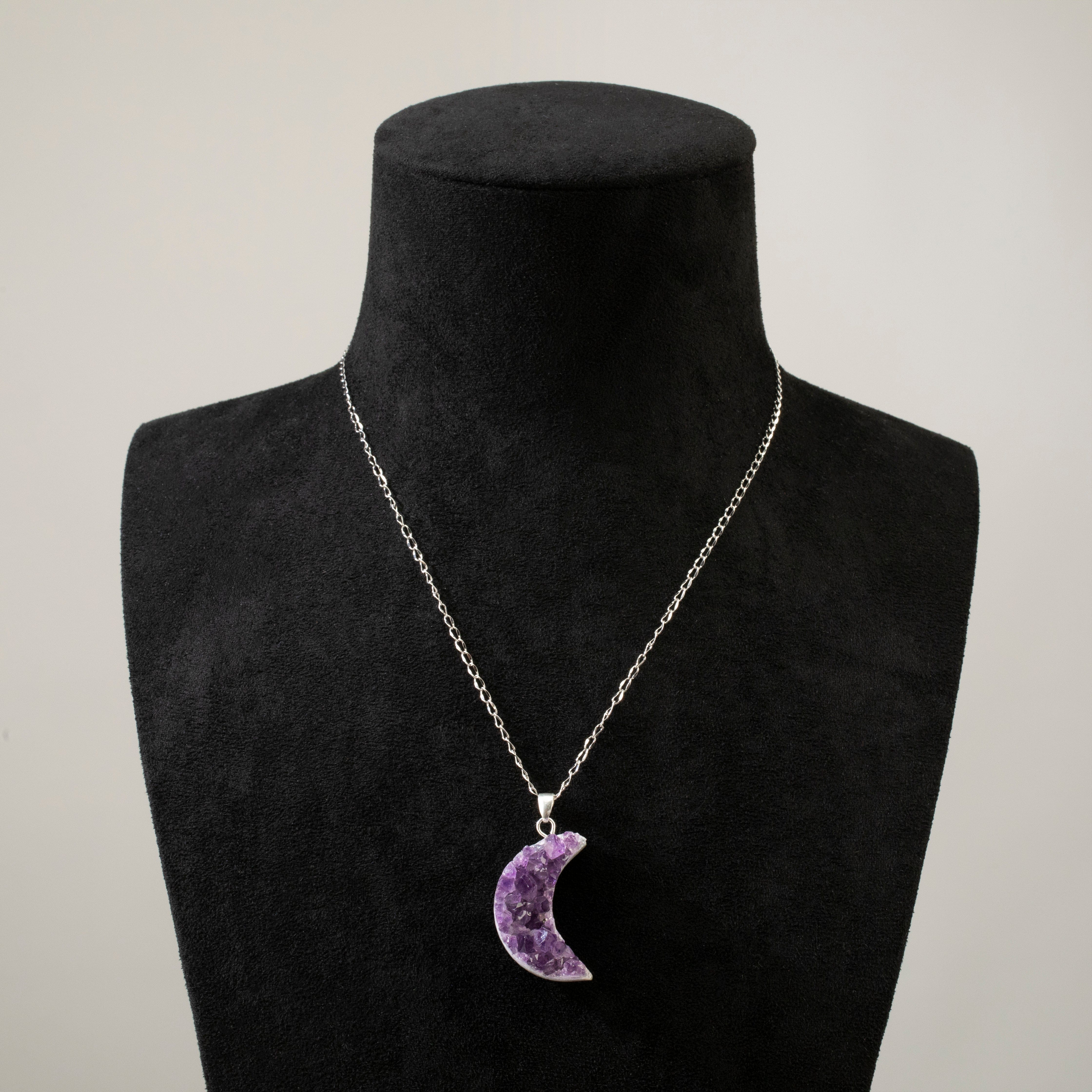 KALIFANO Crystal Jewelry Sterling Silver Druzy Amethyst Pendant CJN-SILV-AMMOON