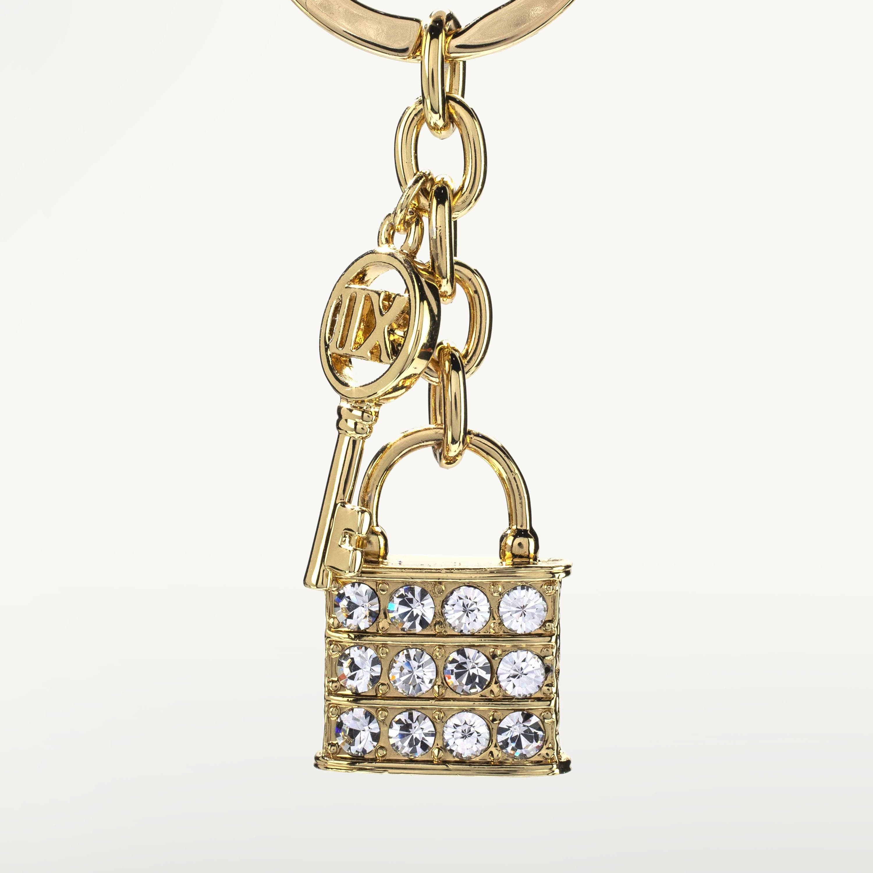 Kalifano Crystal Keychains Gold Atlas Key & Lock Keychain made with Swarovski Crystals SKC-171
