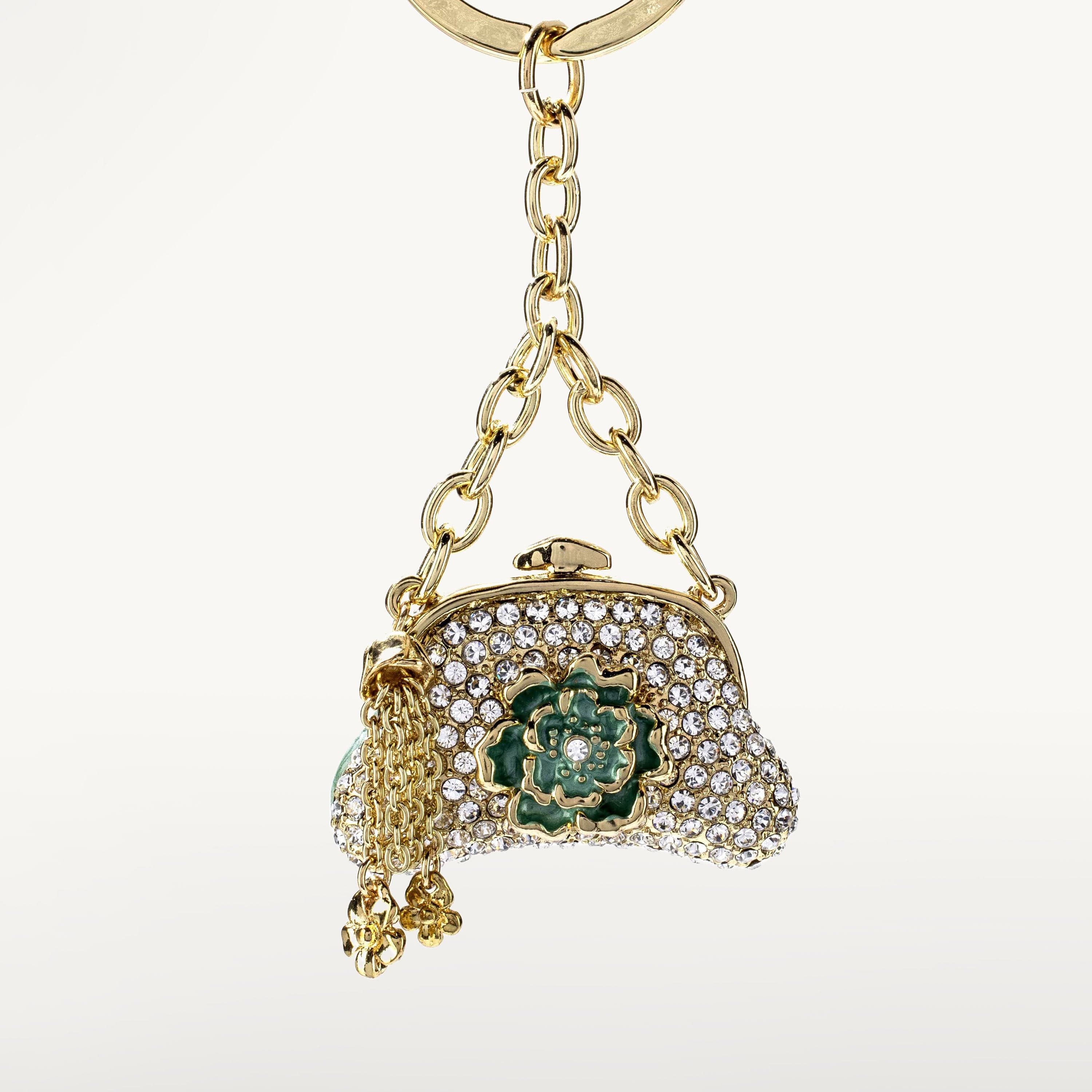 Kalifano Crystal Keychains Gold Purse Keychain made with Swarovski Crystals SKC-074