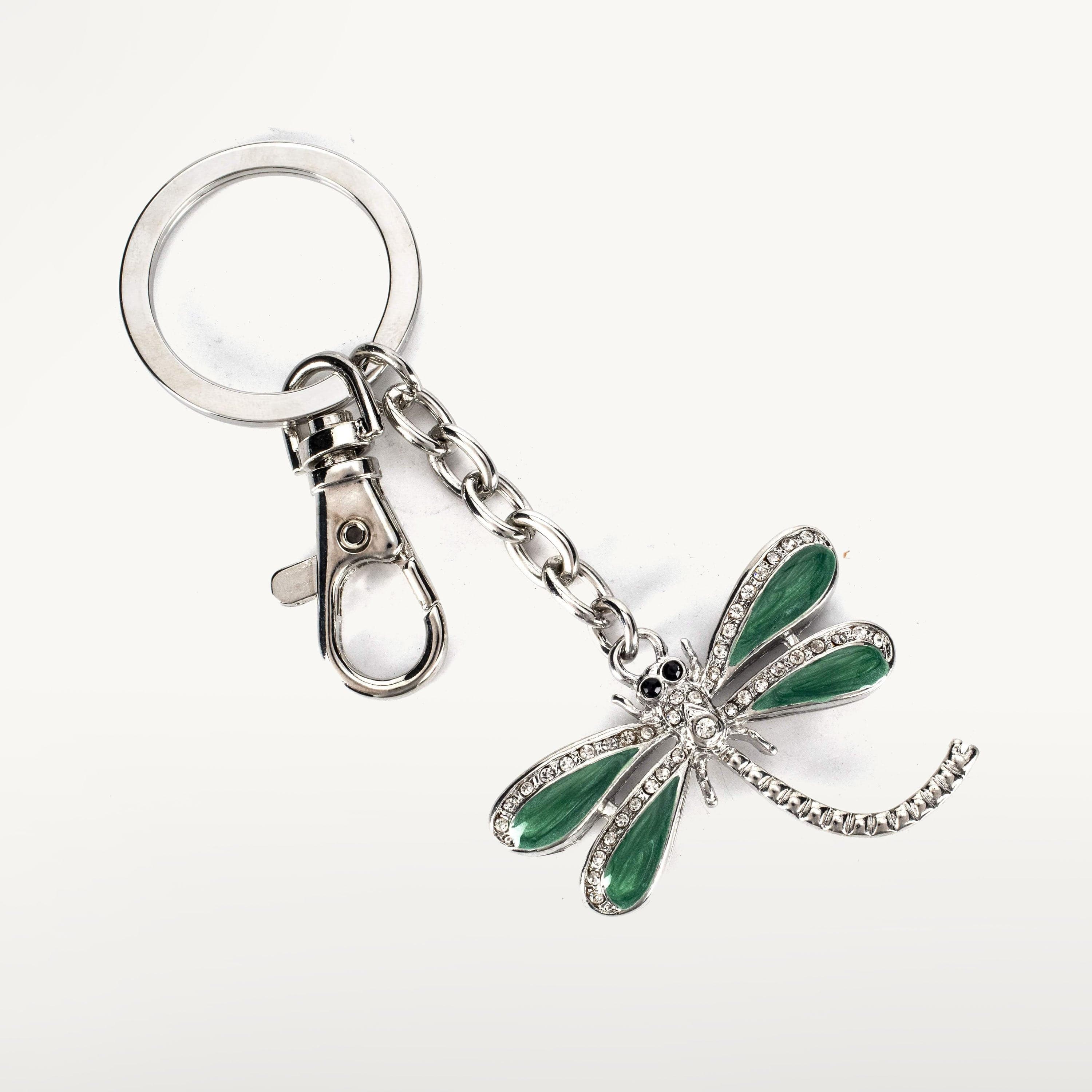 Kalifano Crystal Keychains Green Dragonfly Keychain made with Swarovski Crystals SKC-118