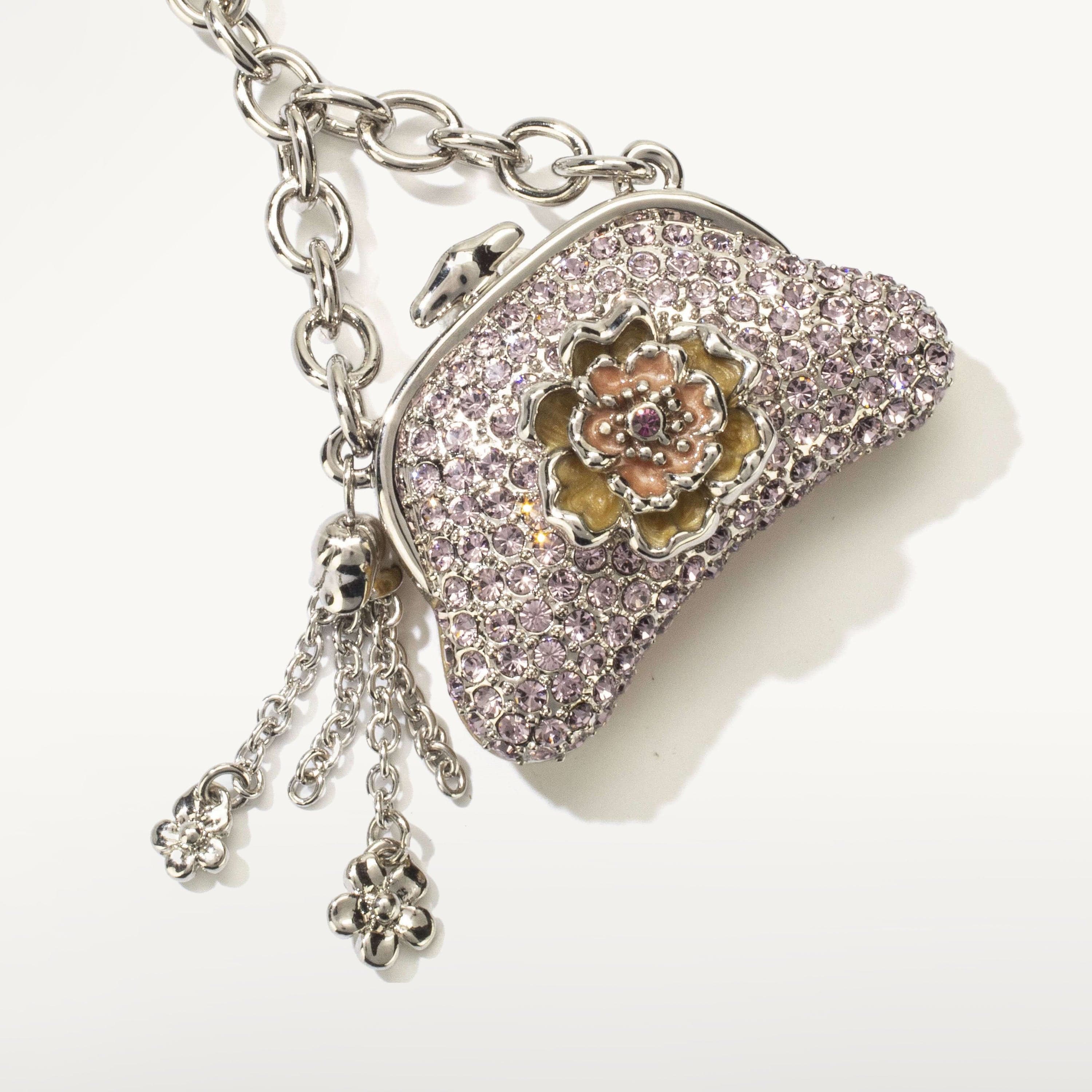Kalifano Crystal Keychains Purple Purse Keychain made with Swarovski Crystals SKC-072