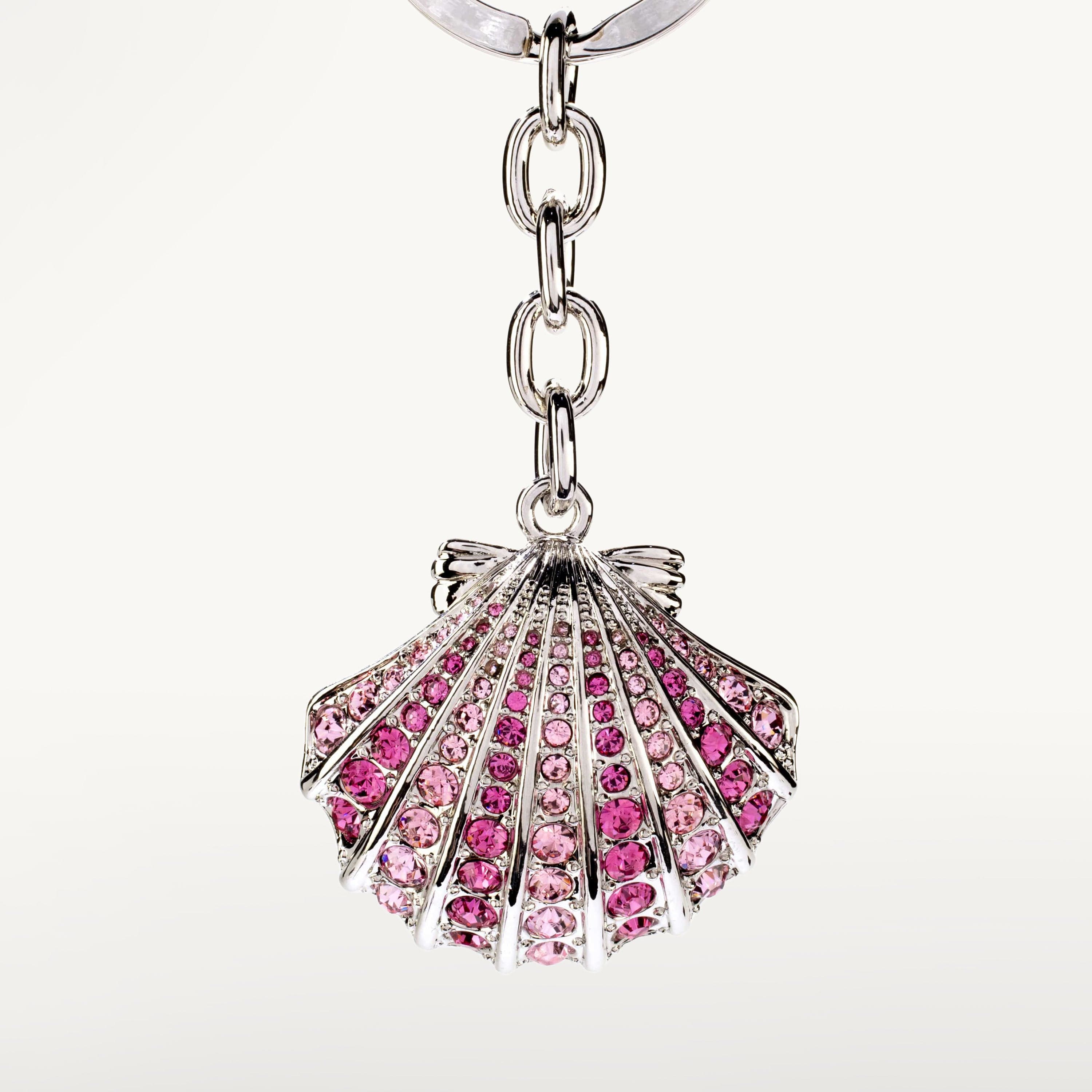 Kalifano Crystal Keychains Rose Clamshell Keychain made with Swarovski Crystals SKC-094