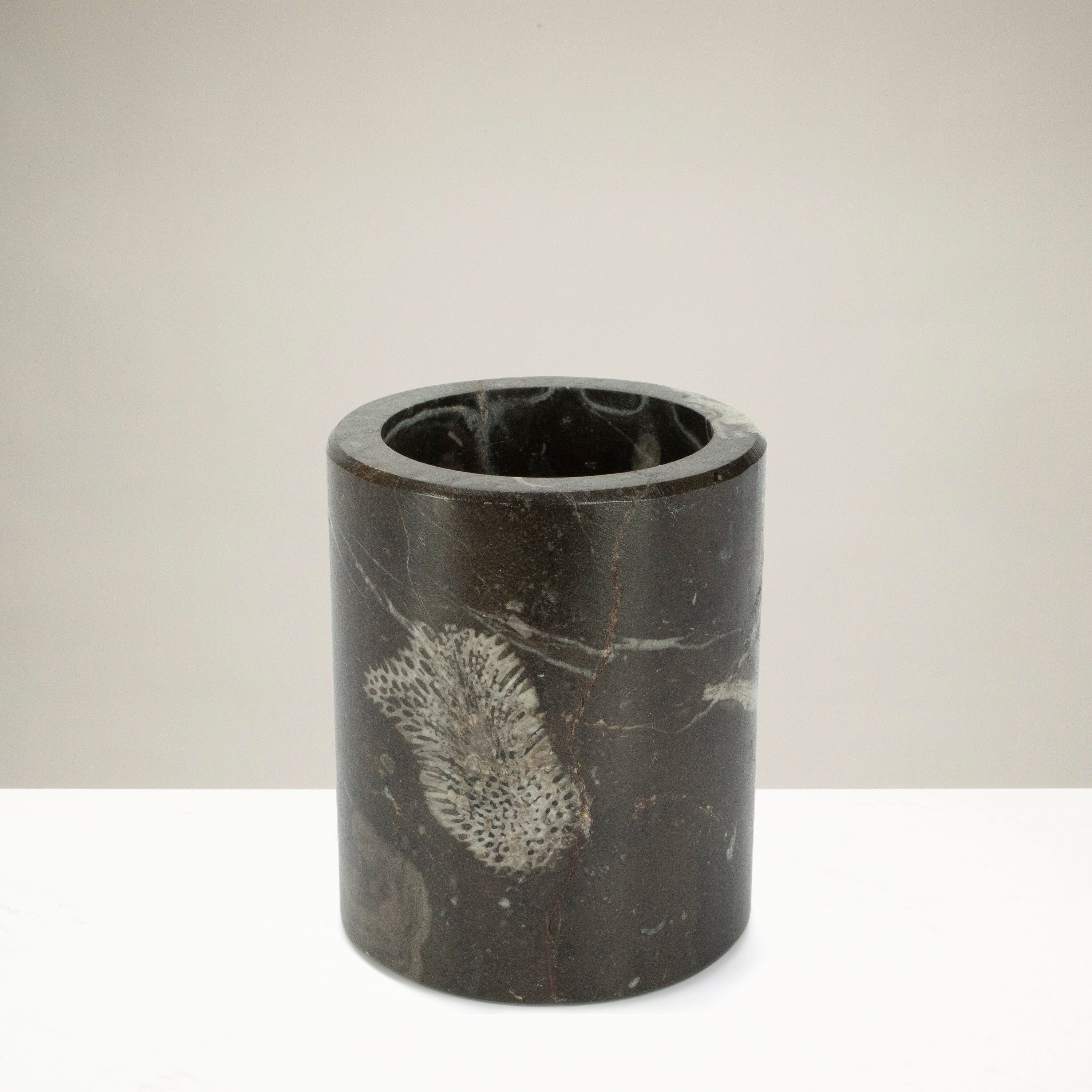 Kalifano Fossils & Minerals Brownish Black Orthoceras Cup from Morocco - 4" CORO120-BNBK