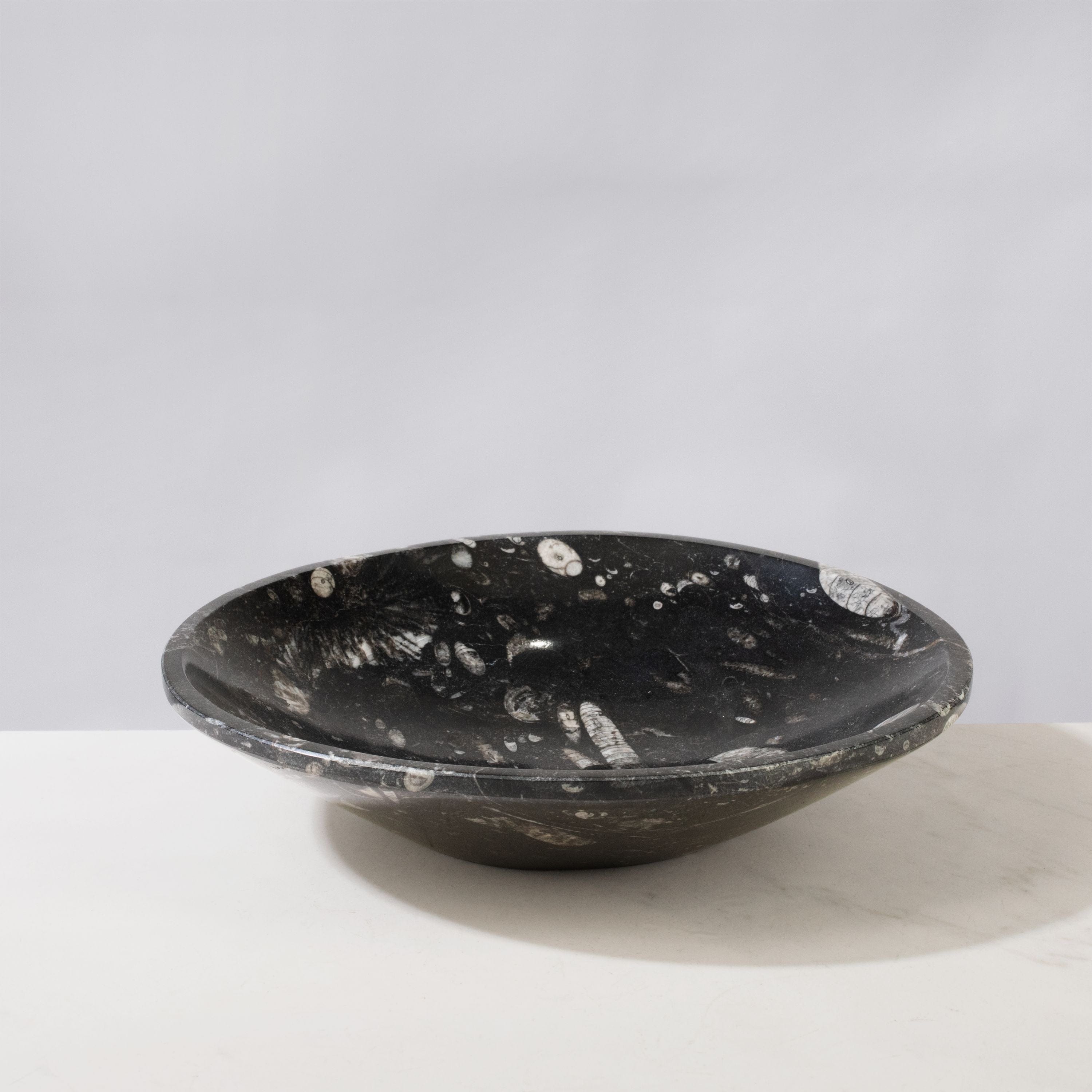 Kalifano Fossils & Minerals Natural Black Orthoceras Bowl from Morocco - 10" BORO400