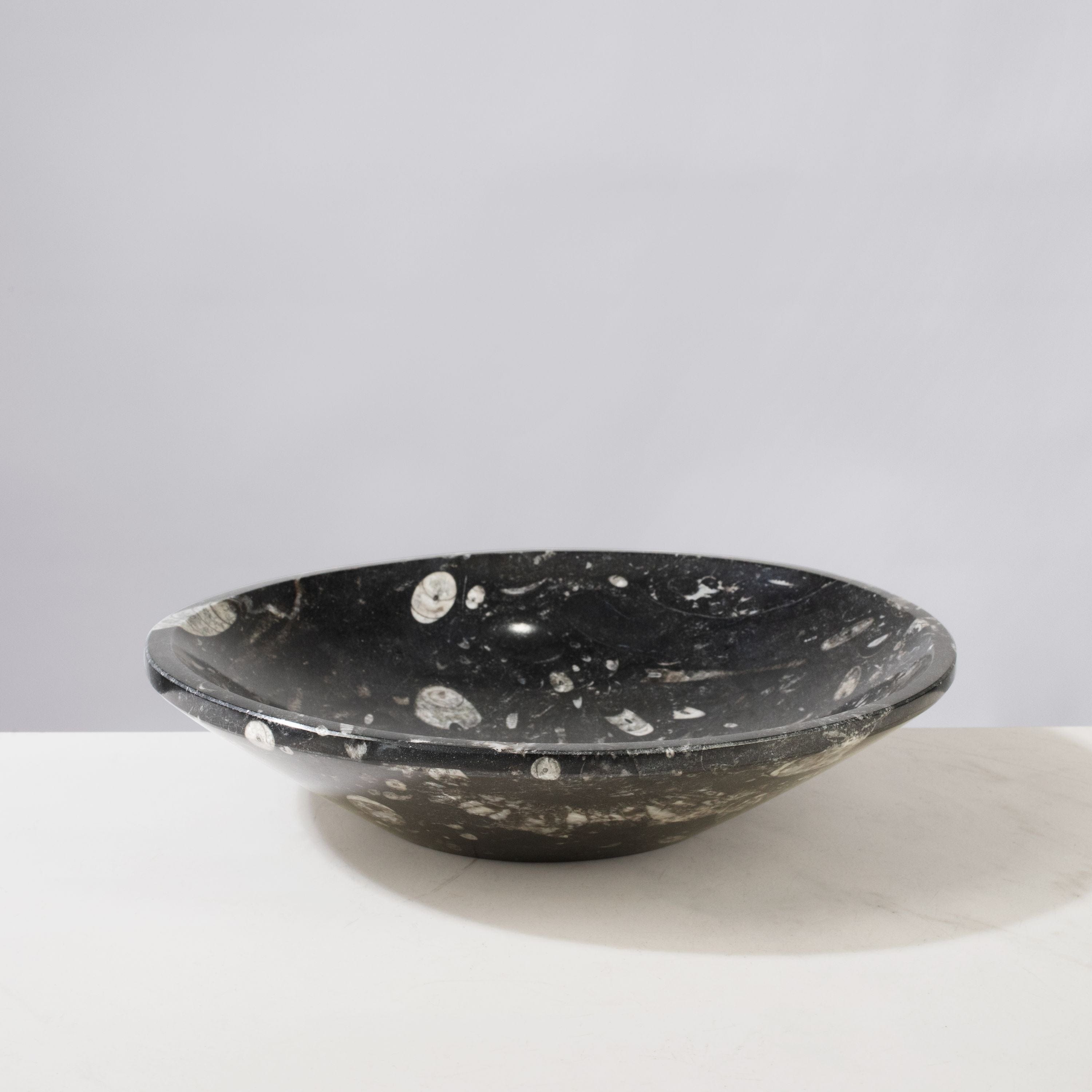 Kalifano Fossils & Minerals Natural Black Orthoceras Bowl from Morocco - 10" BORO400