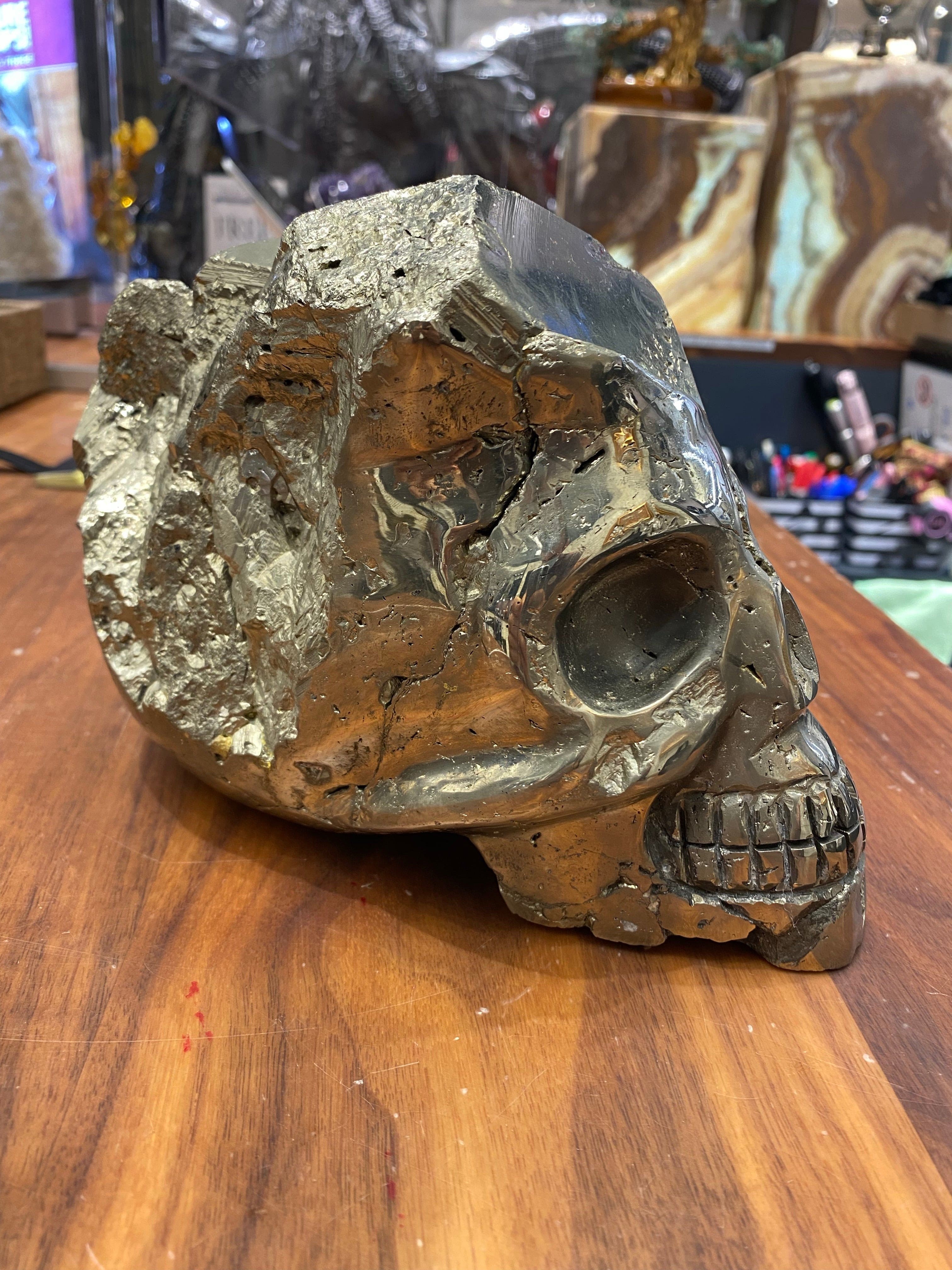 Kalifano Fossils & Minerals PCSKULL12000 - Natural Pyrite Skull - Peru PCSKULL12000