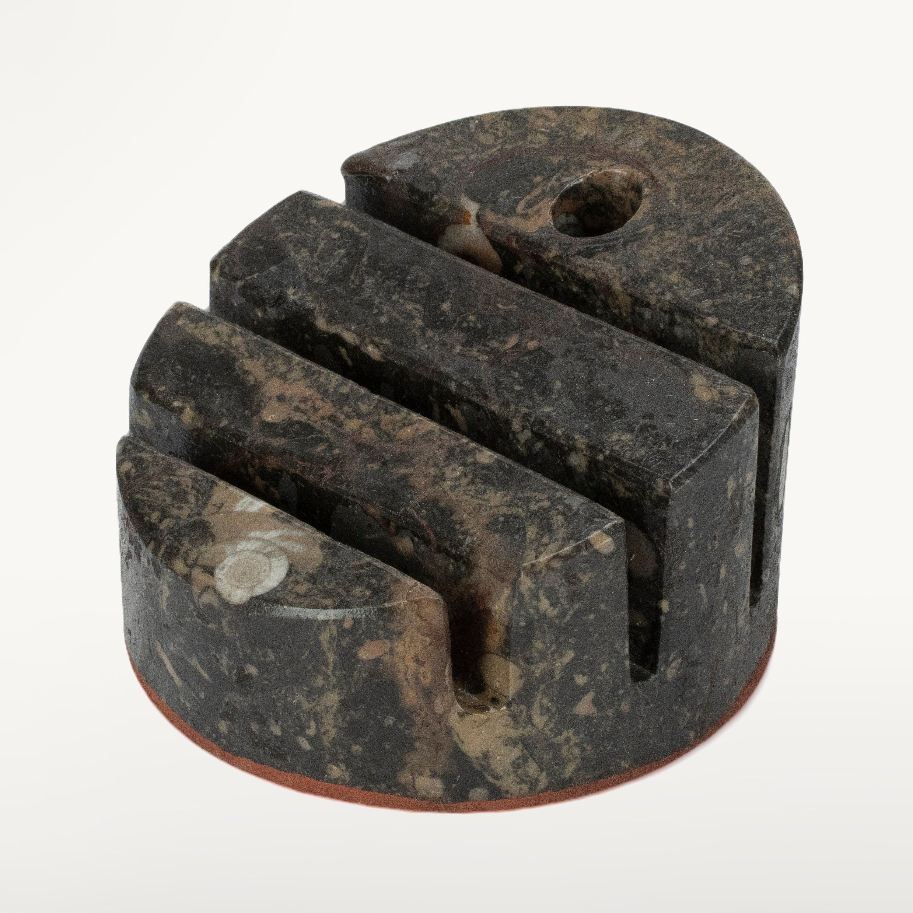 Kalifano Fossils & Minerals Three Tier Orthoceras Business Card Holder from Morocco ORBCH100