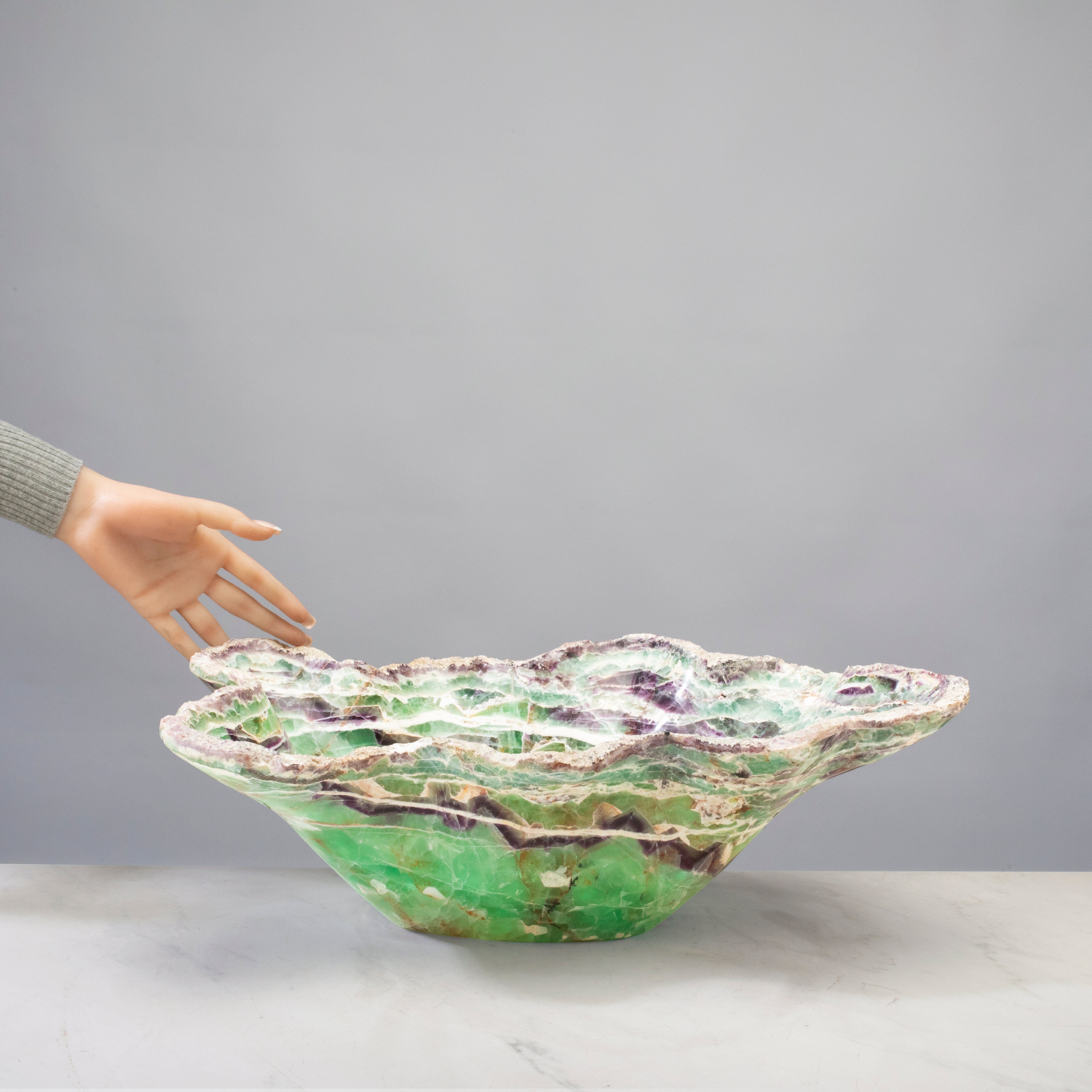 Kalifano Gemstone Bowl Fluorite Onyx Bowl - 19 in BFL36000.001
