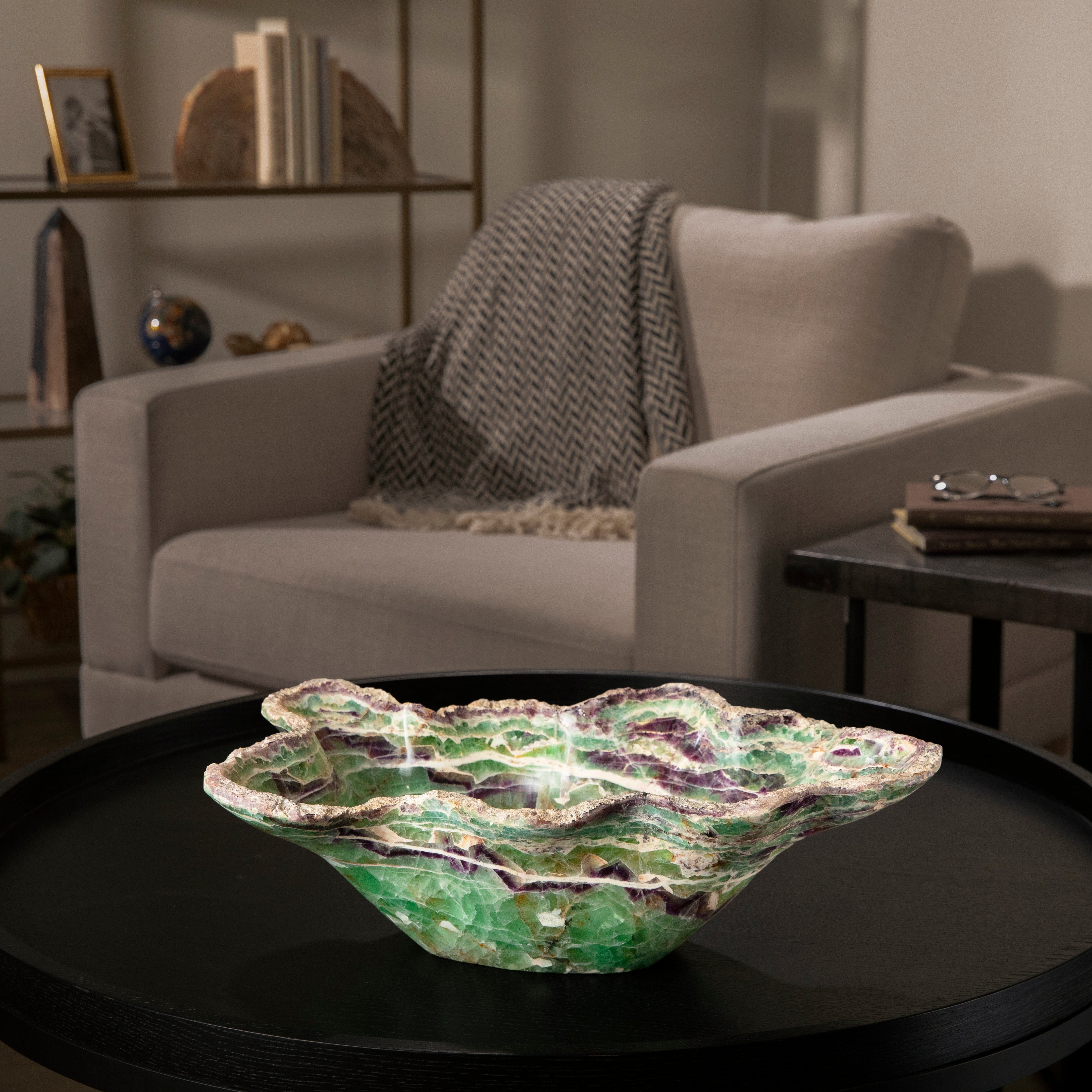 Kalifano Gemstone Bowl Fluorite Onyx Bowl - 19 in BFL36000.001