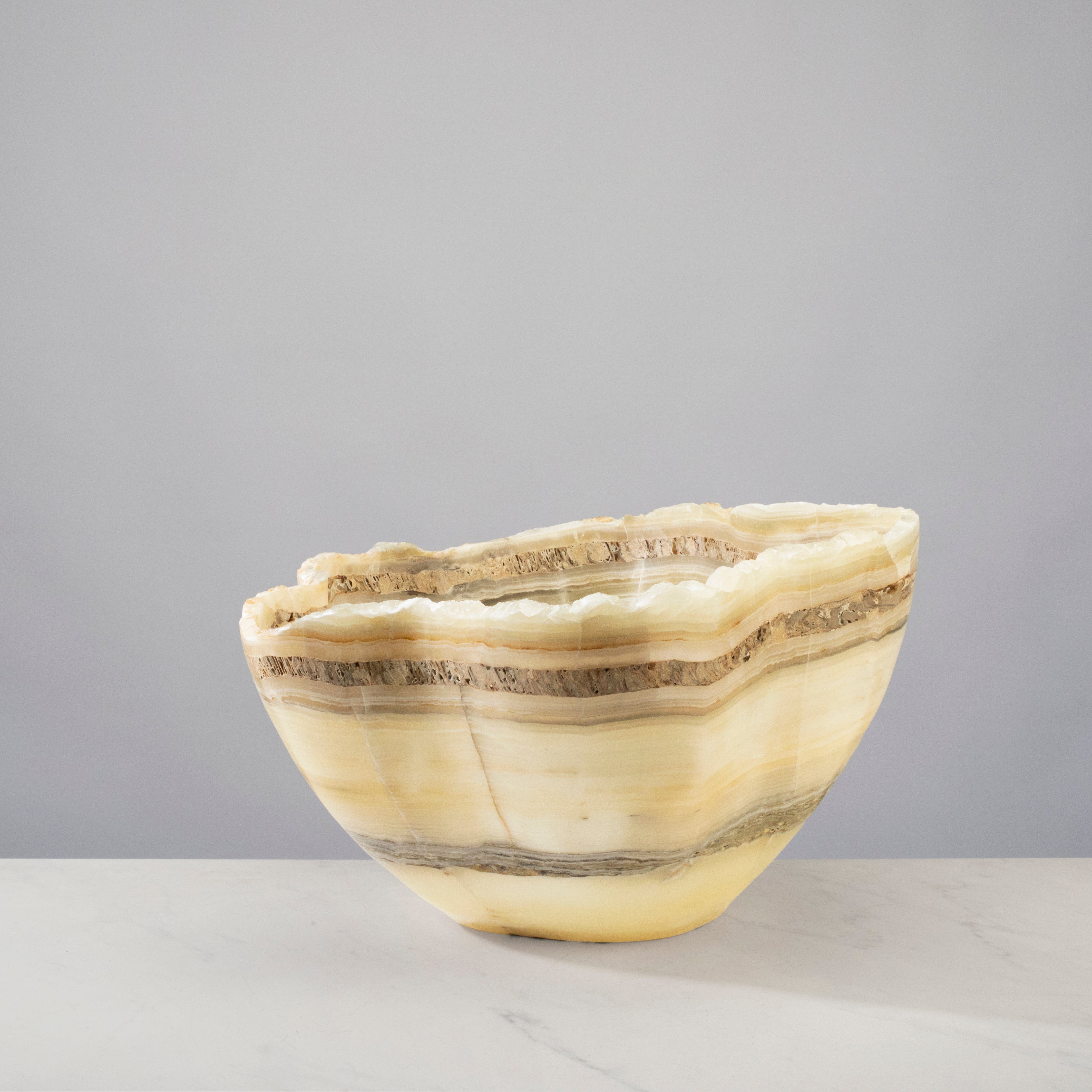 Kalifano Gemstone Bowl Grey Onyx Bowl - 17 in BOX10400.002